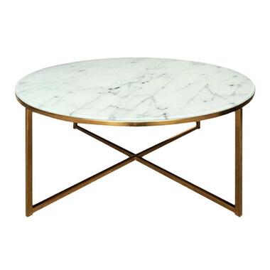 Salontafel Ostana - wit/brons - Ã˜80x45 cm - Leen Bakker
