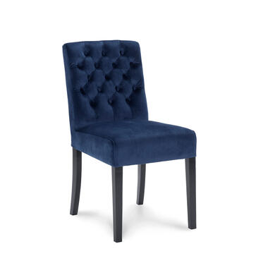 Eetkamerstoel Rosetti - velvet - blauw (2 stuks) - Leen Bakker