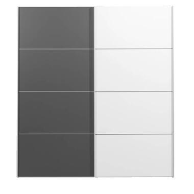Schuifdeurkast Verona wit - wit/antraciet - 200x182x64 cm - Leen Bakker