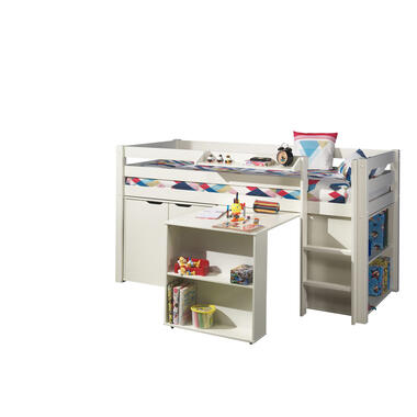 Vipack halfhoogslaper Pino met bureau - incl. kast - wit - 114x105x209,3 cm - Leen Bakker