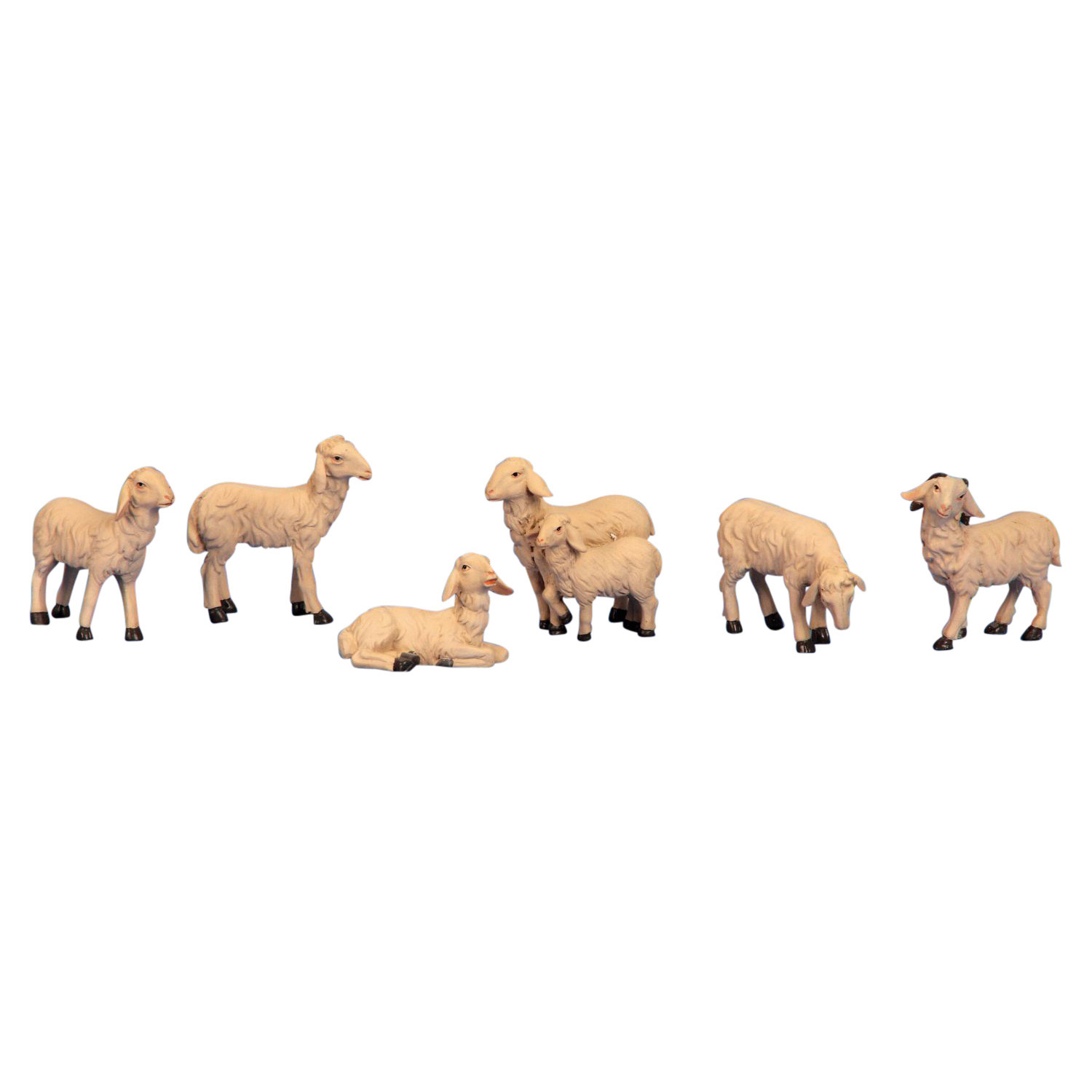 Schapen kerststal beeldjes - 6x st- wit - 4-7 cm -kunststof - dierenbeeldjes -