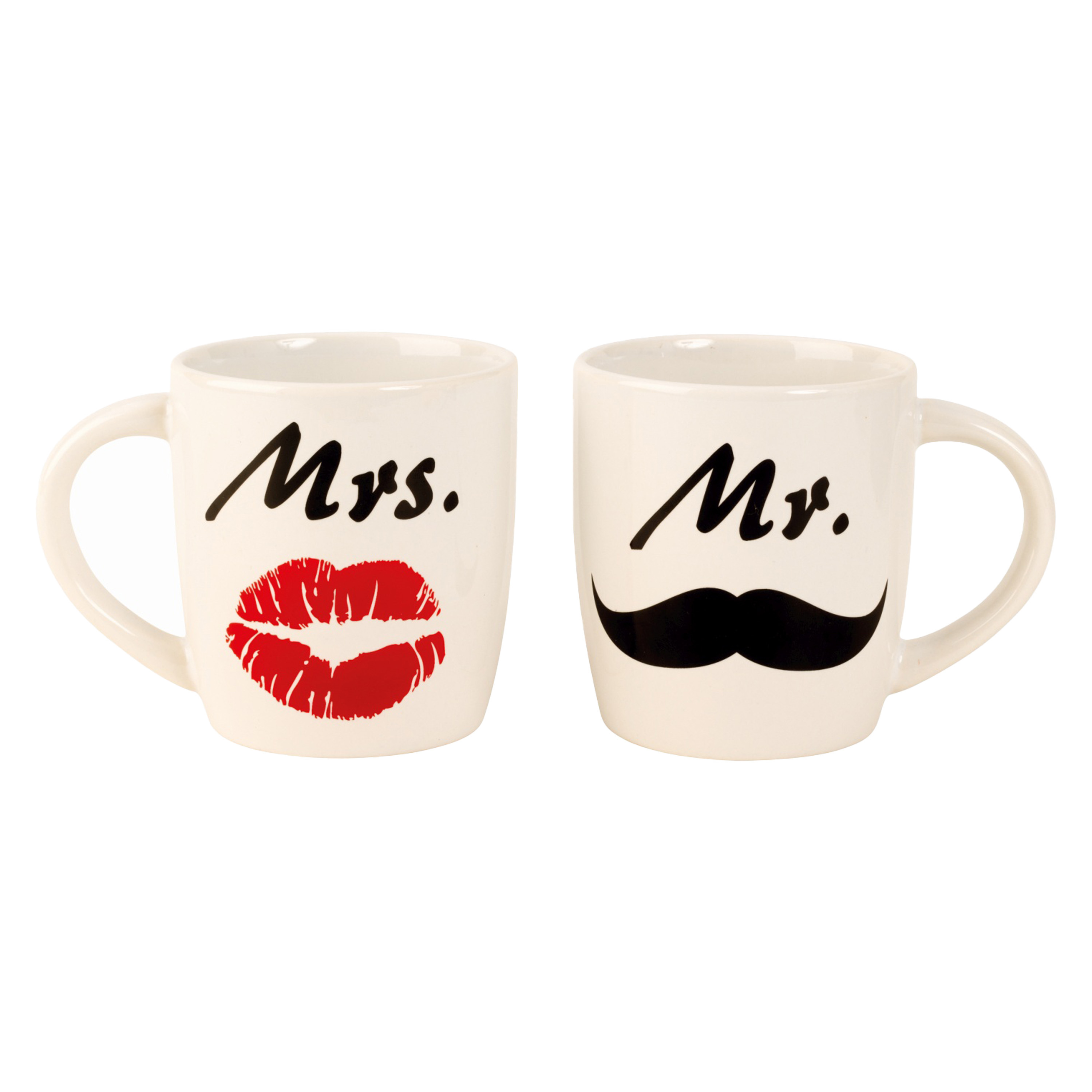 Cadeau koffiemokken/bekers set 2x - Man en vrouw - Huwelijk/bruiloft - wit - 300 ml -