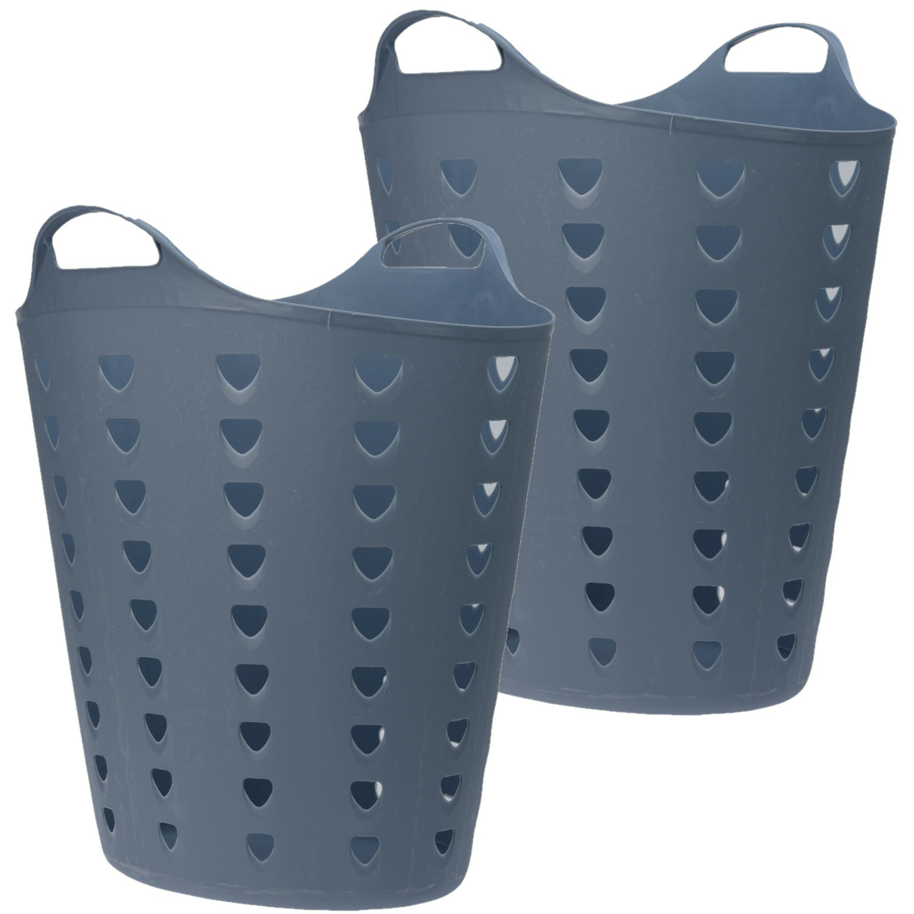 Flexibele wasmand - 2x - blauw - 60 liter - kunststof - 47 x 50 cm -