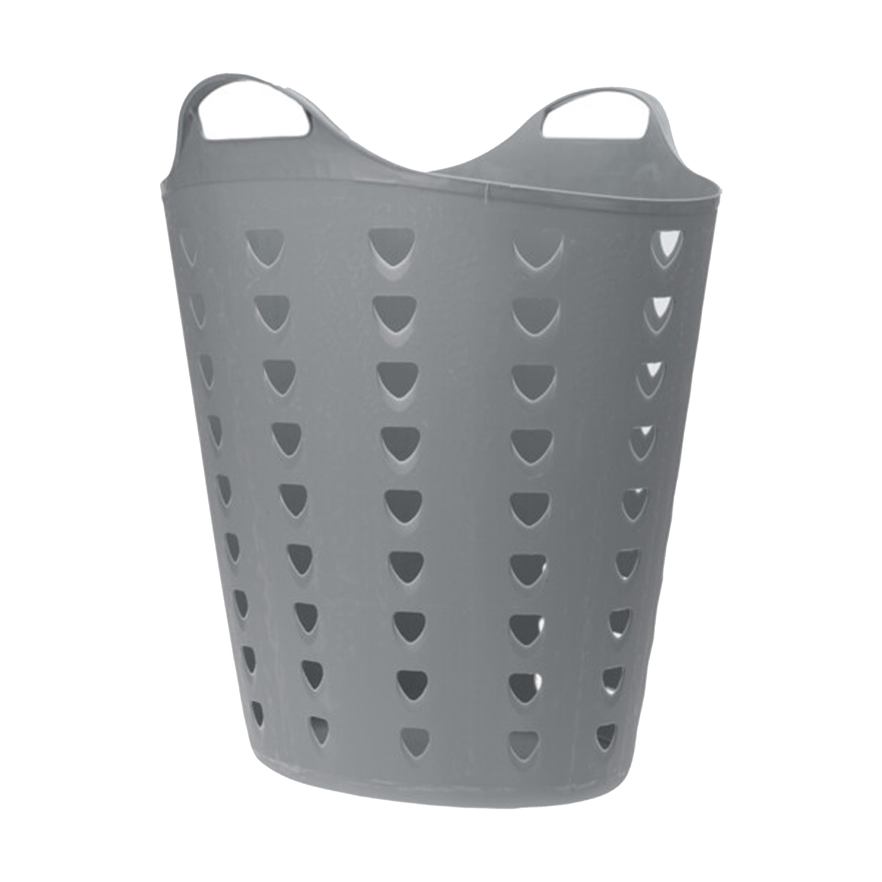 Flexibele wasmand - grijs - 60 liter - kunststof - 47 x 50 cm -