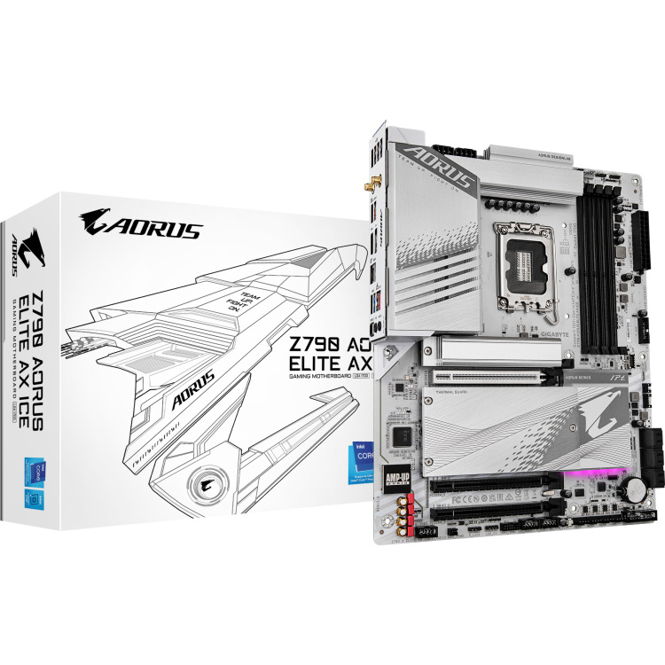 GIGABYTE Z790 AORUS ELITE AX ICE moederbord RAID, 2.5 Gb-LAN, WLAN, BT, Sound, ATX