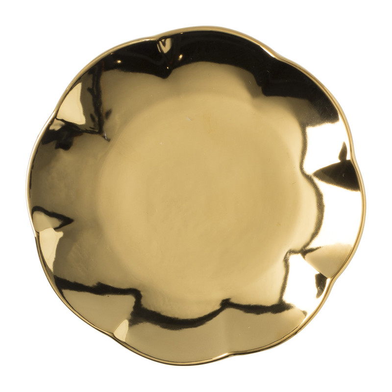 Gebaksbordje goud - keramiek - ø15.5x2 cm
