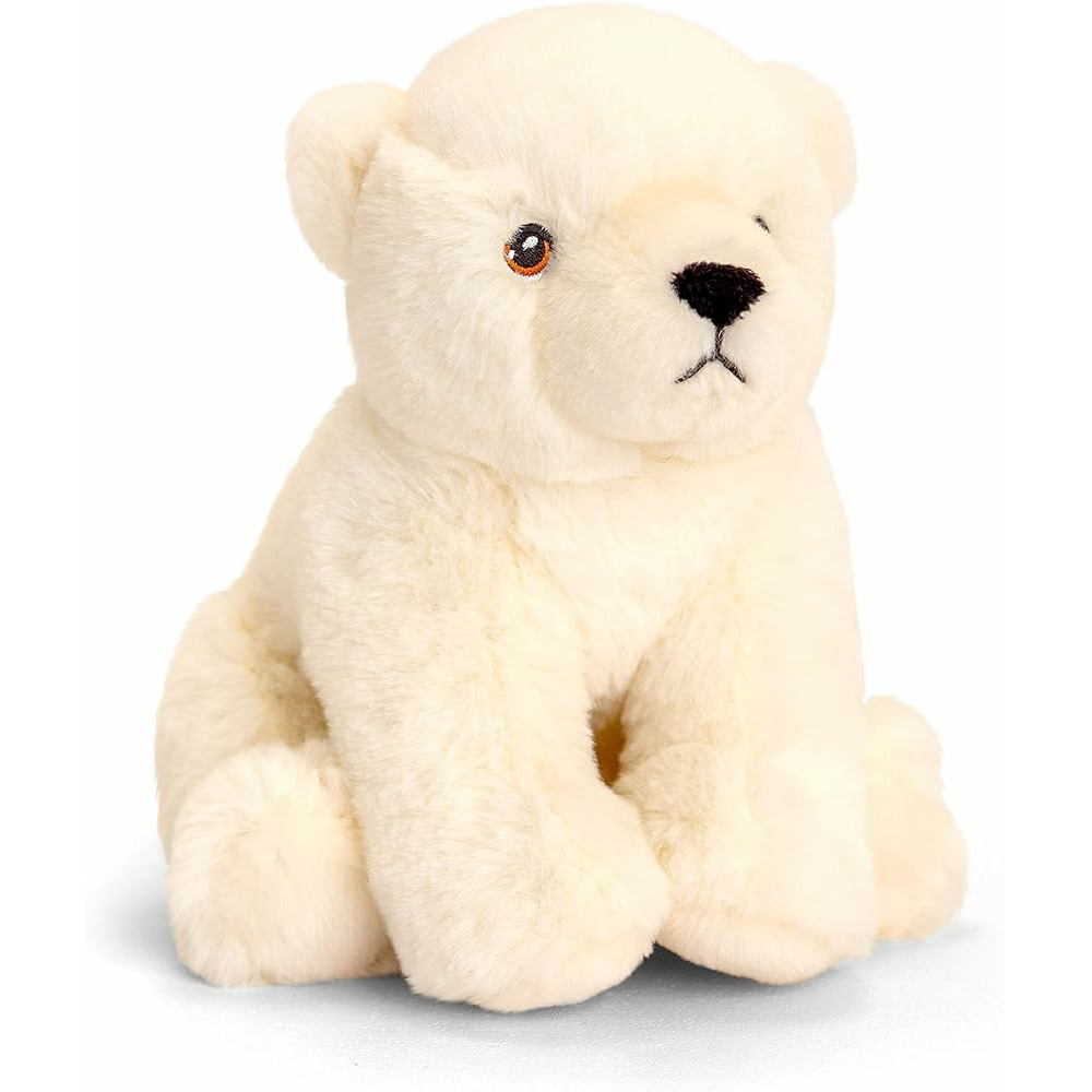 Keel Toys pluche ijsbeer knuffeldier - wit - zittend - 18 cm -