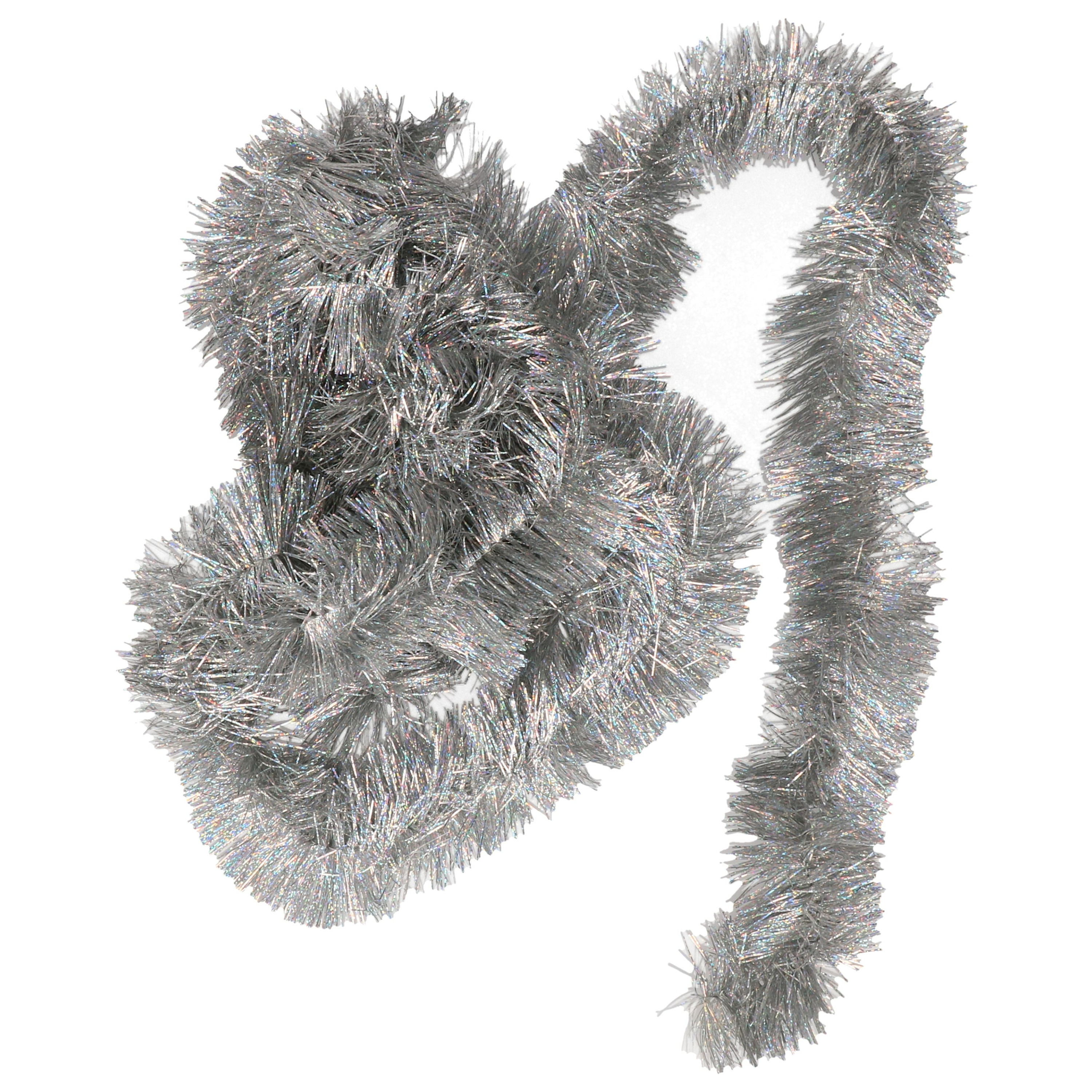 Decoris kerstslinger - zilver - glans - 270 x 7 cm - lametta/folie - kerstversiering -