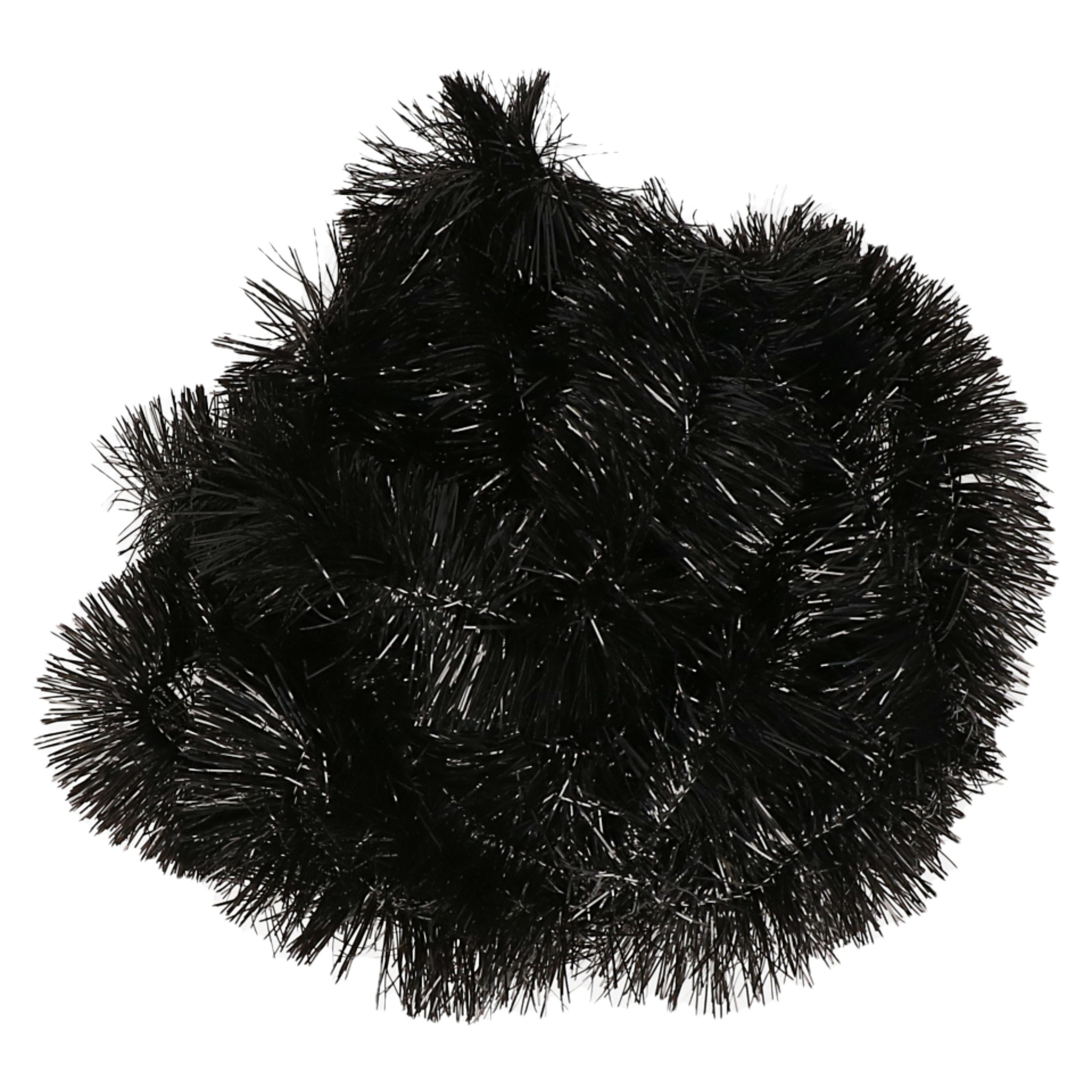Decoris kerstslinger - zwart - 270 x 7 cm - folie/lametta - glans -slinger -