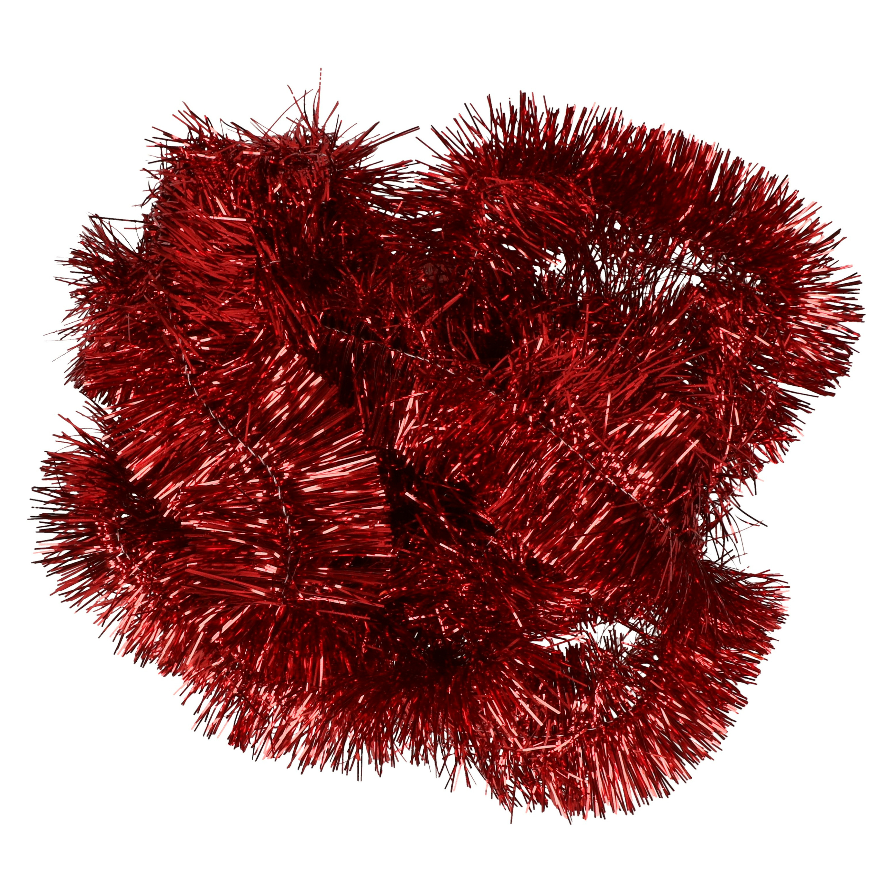 Kerstslinger - rood - glans - 270 x 7 cm - kunststof - folie/tinsel -