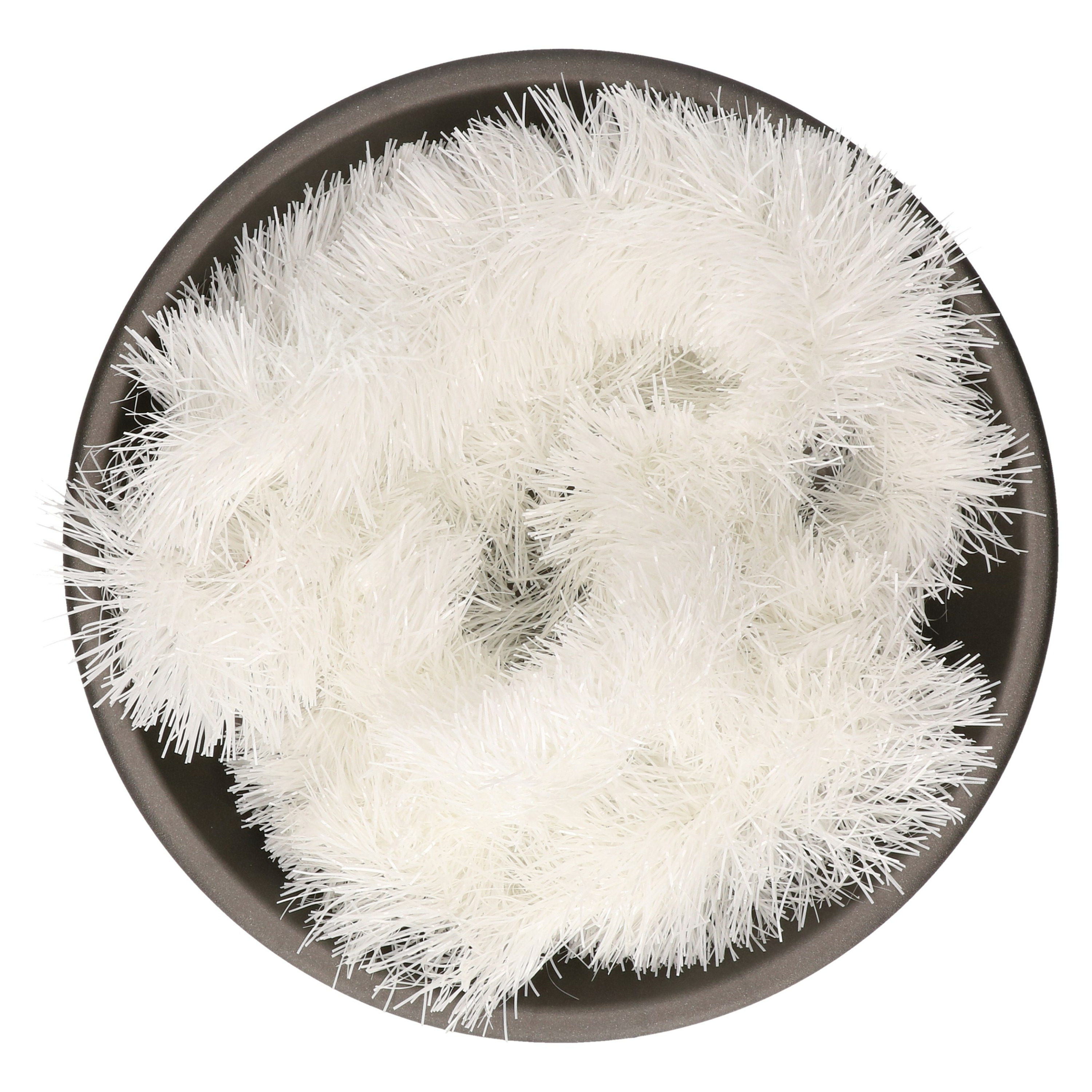 Decoris kerstslinger - wit- 270 x 10 cm - glans - folie/lametta - kerstversiering -