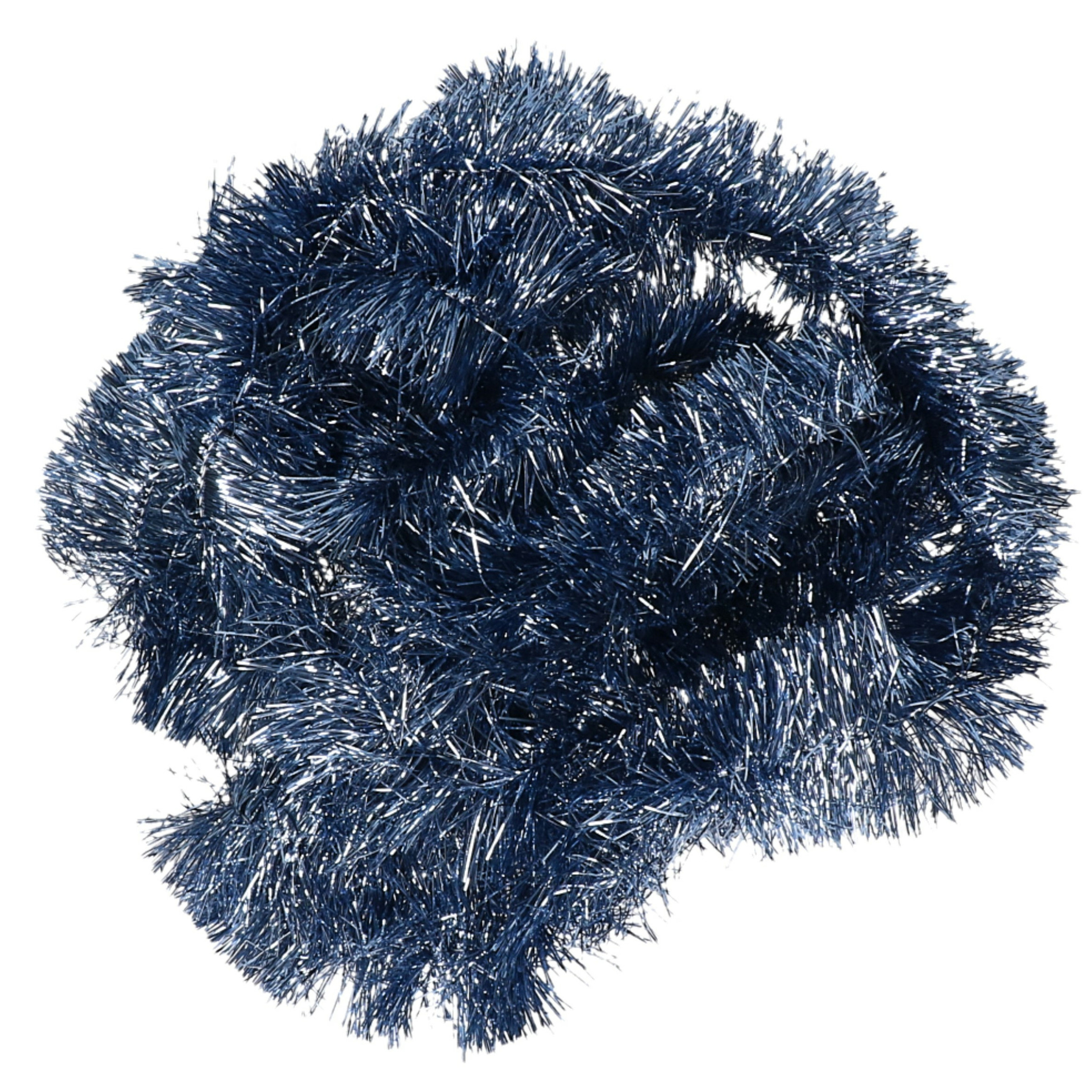 Kerstslinger - donkerblauw - glans - folie/lametta - 270 x 7 cm -
