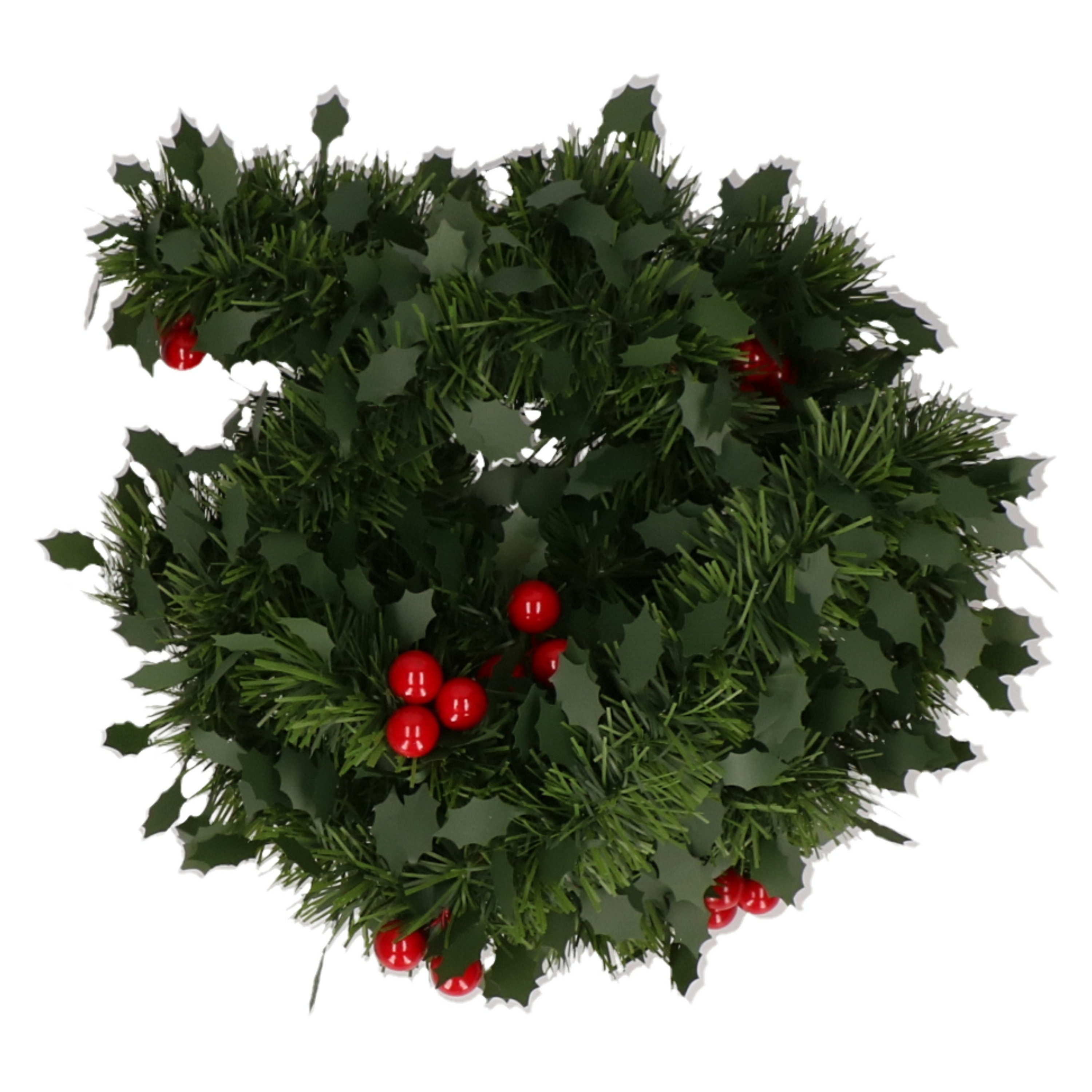 Kerstslinger - groen - met hulst en besjes - 270 x 7,5 cm - kerstversiering slingers -