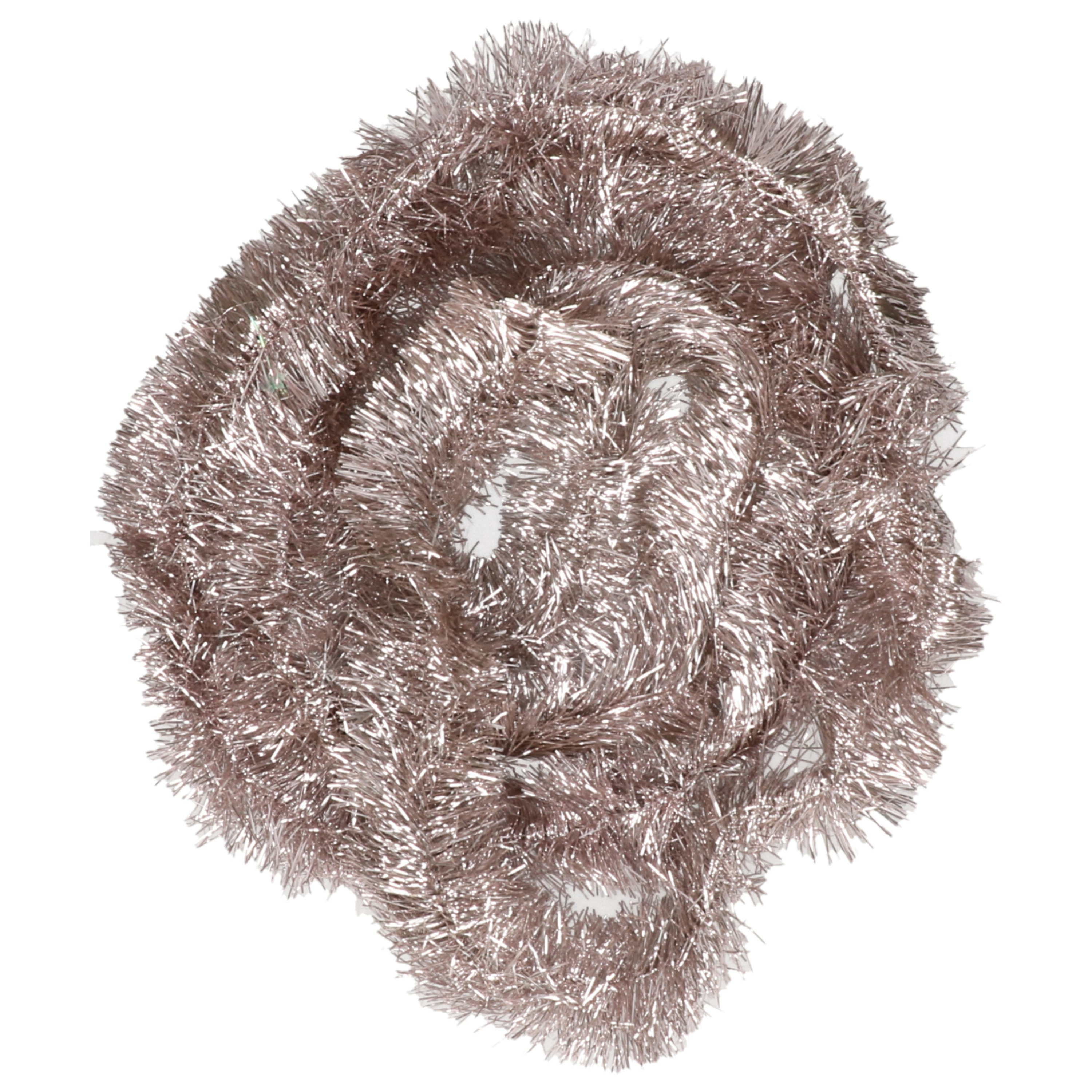 Decoris kerstslinger - lichtroze - 270 x 7 cm - folie/lametta kerstversiering -