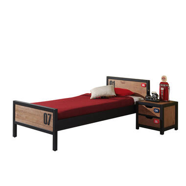 Vipack bed Alex (incl. nachtkastje) - bruin/zwart - Leen Bakker