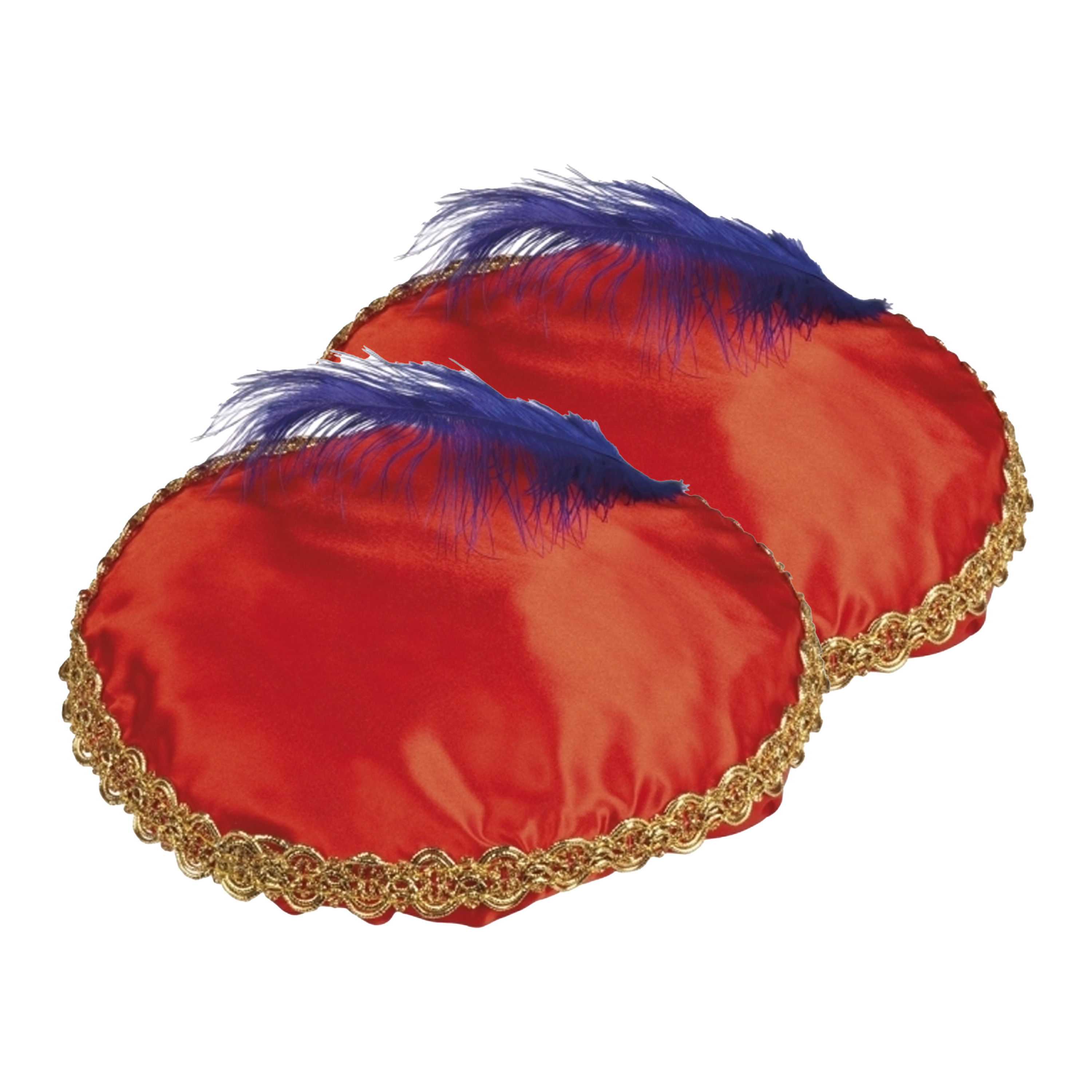 Pieten baret - 2x - rood - met veer - voor kinderen -