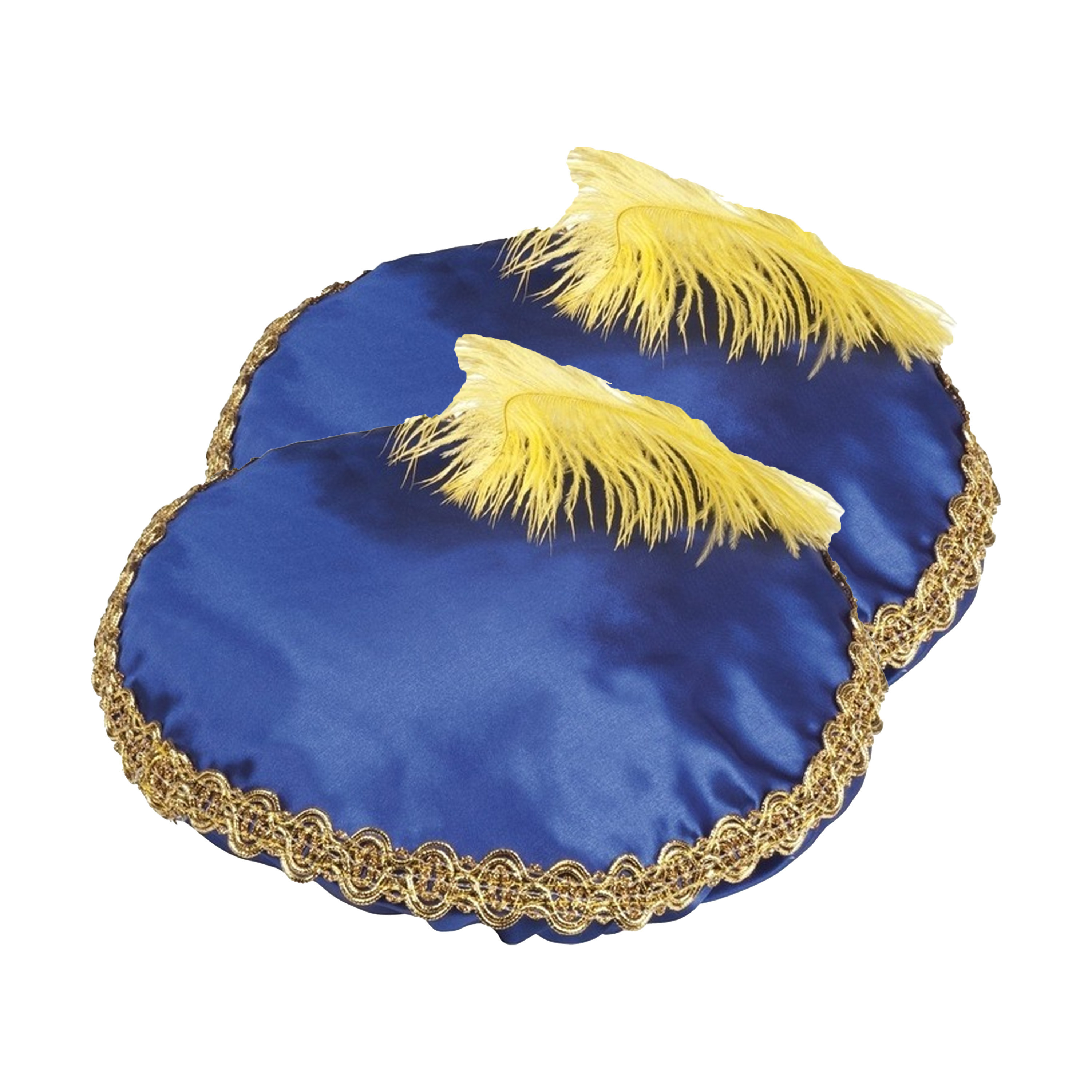 Pieten baret - 2x - met veer - paars - voor volwassenen -