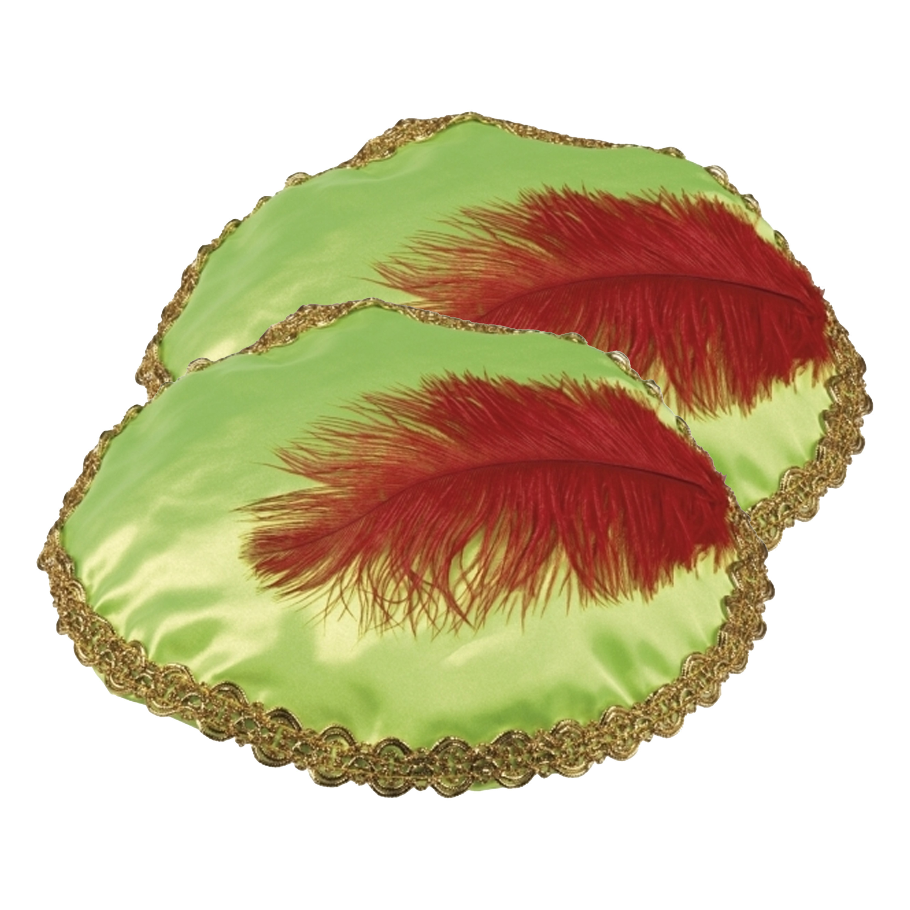 Pieten baret - 2x - met veer - groen - voor kinderen -