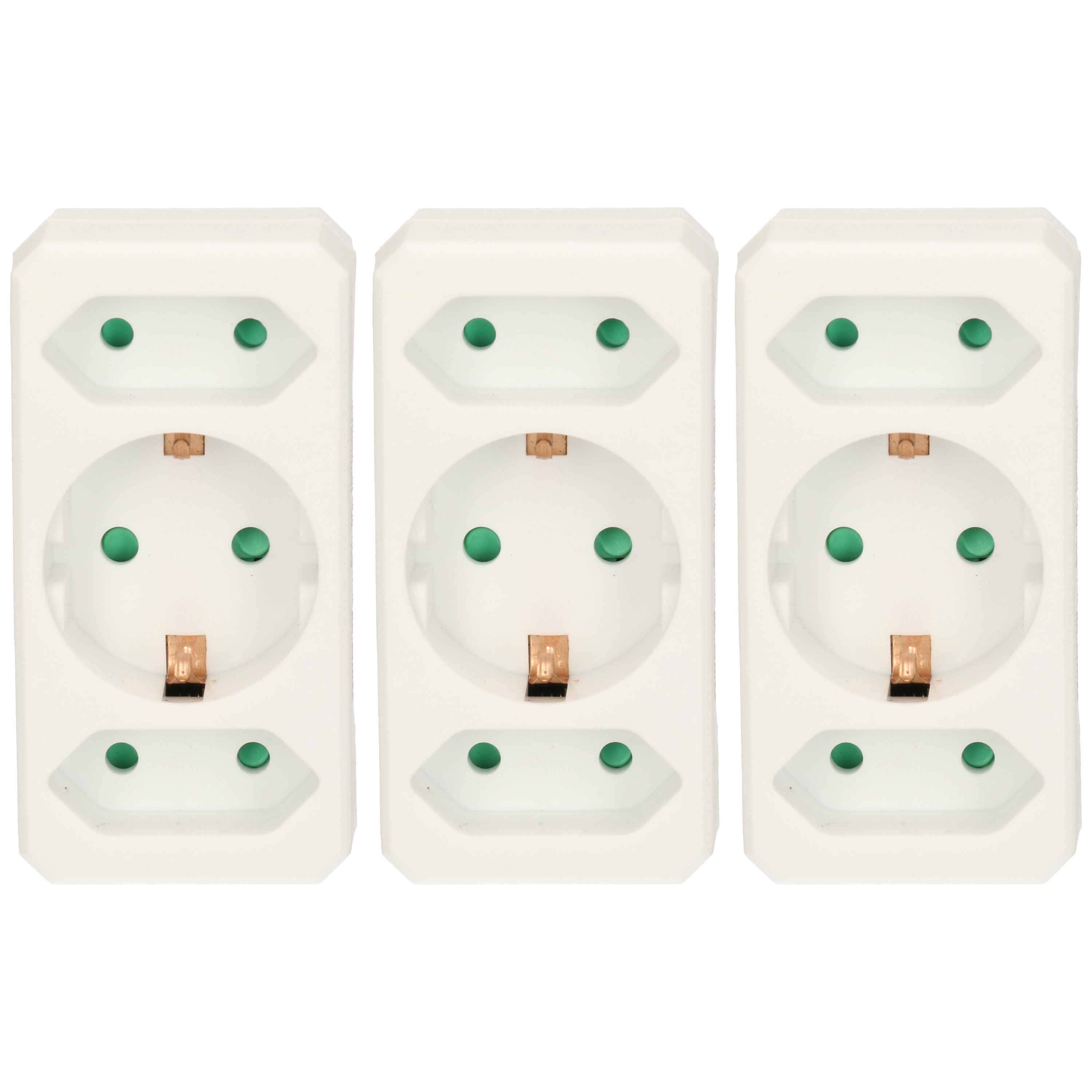 Stopcontact splitter - 3x - triple - wit - voor 3 stekkers - verdeelstekkers -
