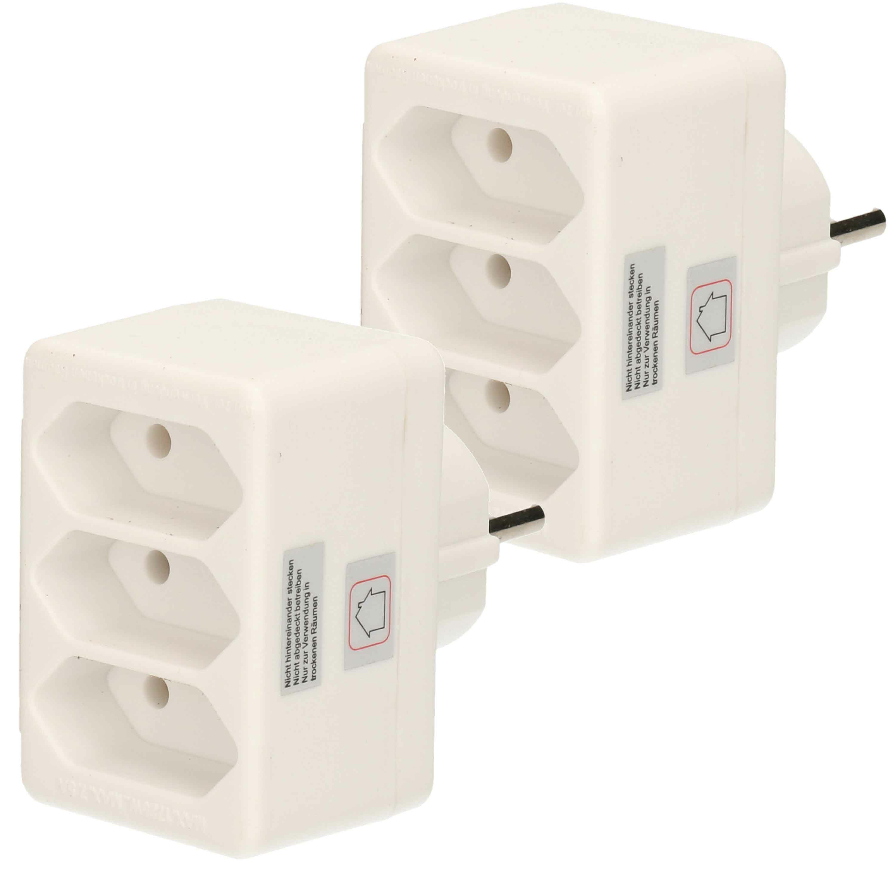 Stopcontact splitter - 2x - triple - wit - voor 3 platte stekkers - verdeelstekkers -