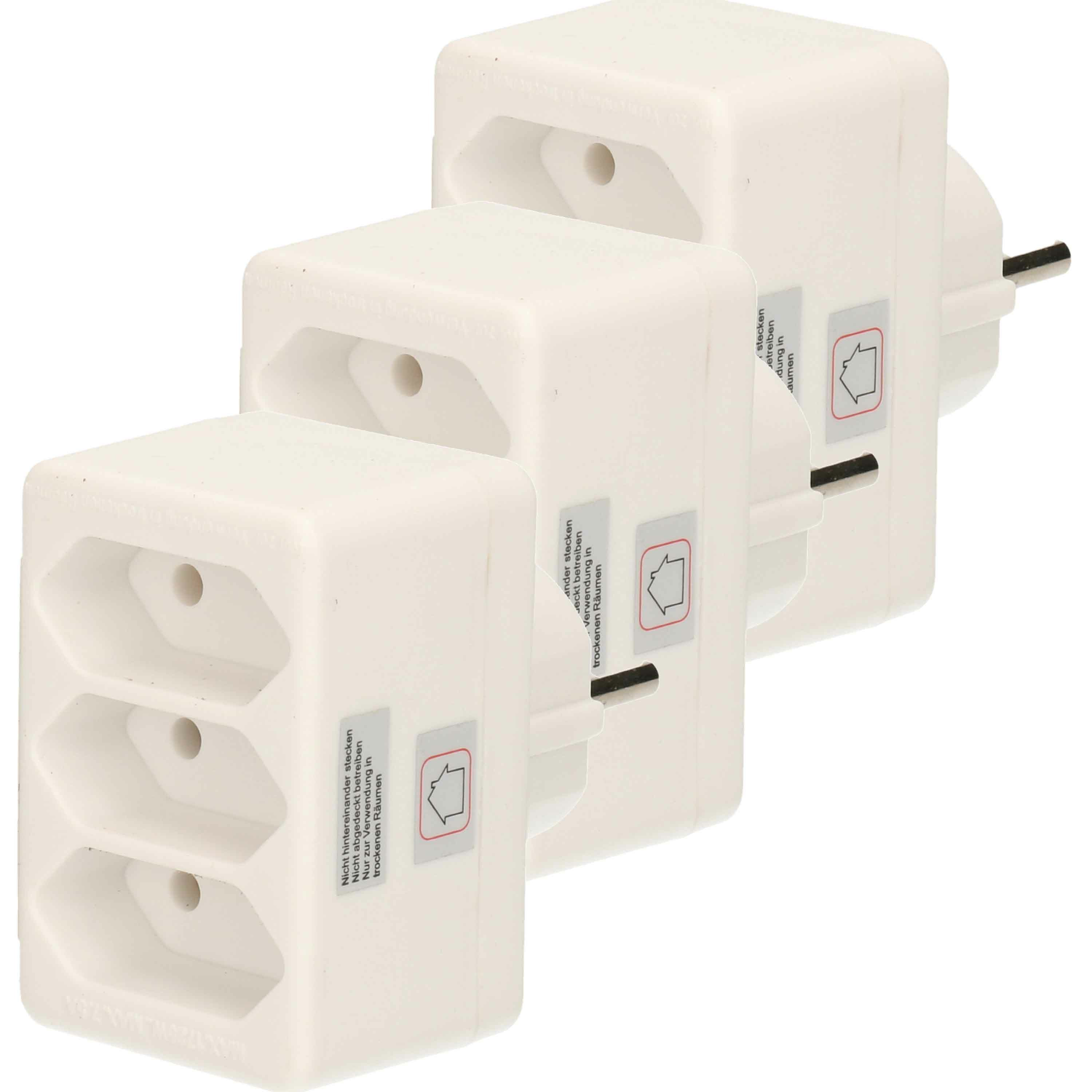 Stopcontact splitter - 3x - triple - wit - voor 3 platte stekkers - verdeelstekkers -