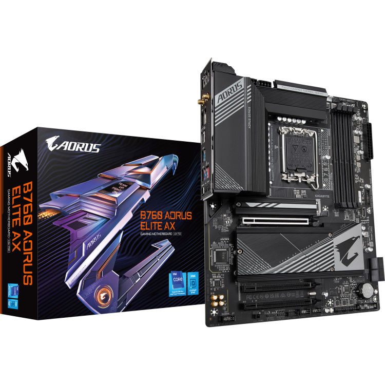 GIGABYTE B760 AORUS ELITE AX moederbord RAID, 2.5Gb-LAN, WiFi, BT, Sound, ATX