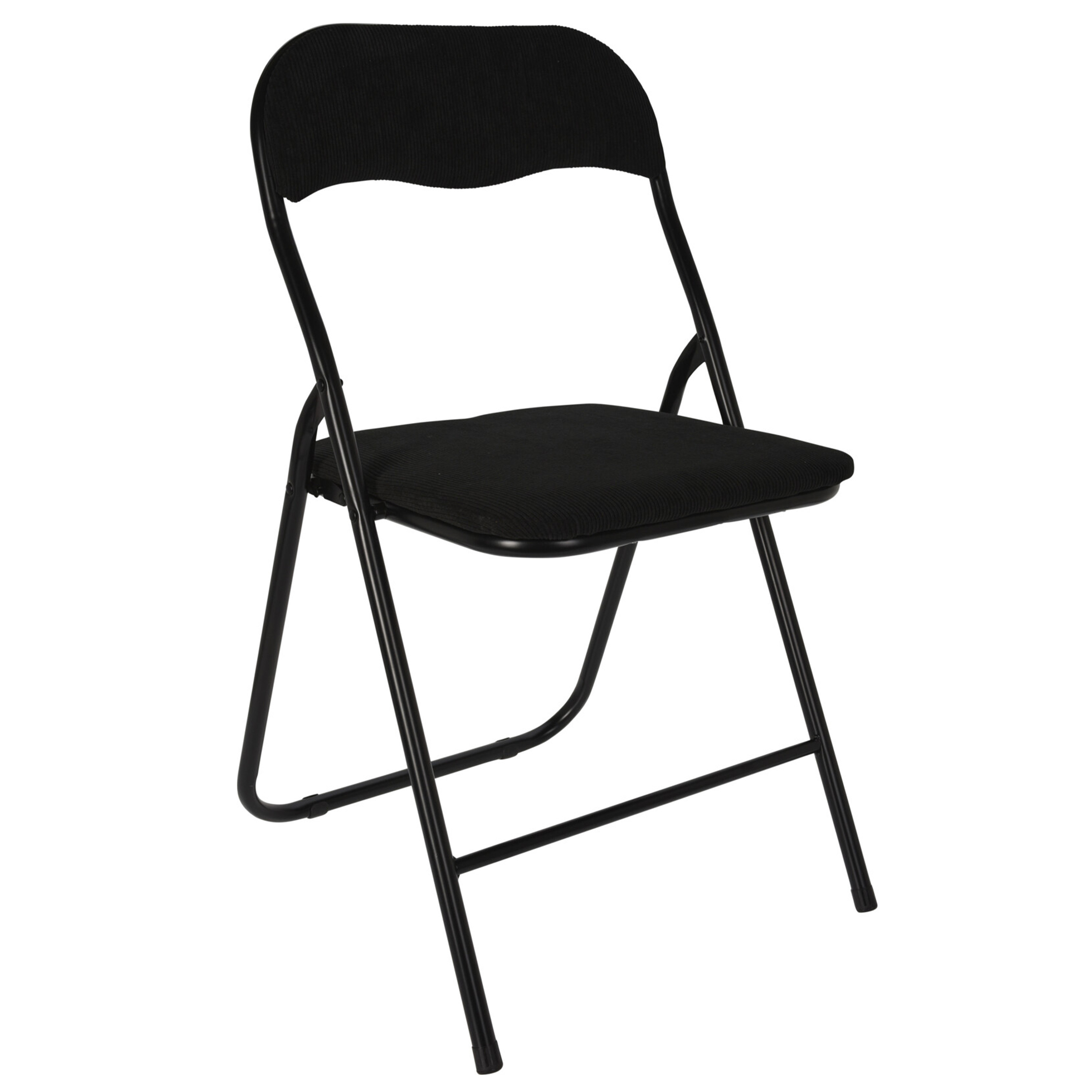 Klapstoel met ribcord zitting - zwart - 40 x 38 x 88 cm - metaal -
