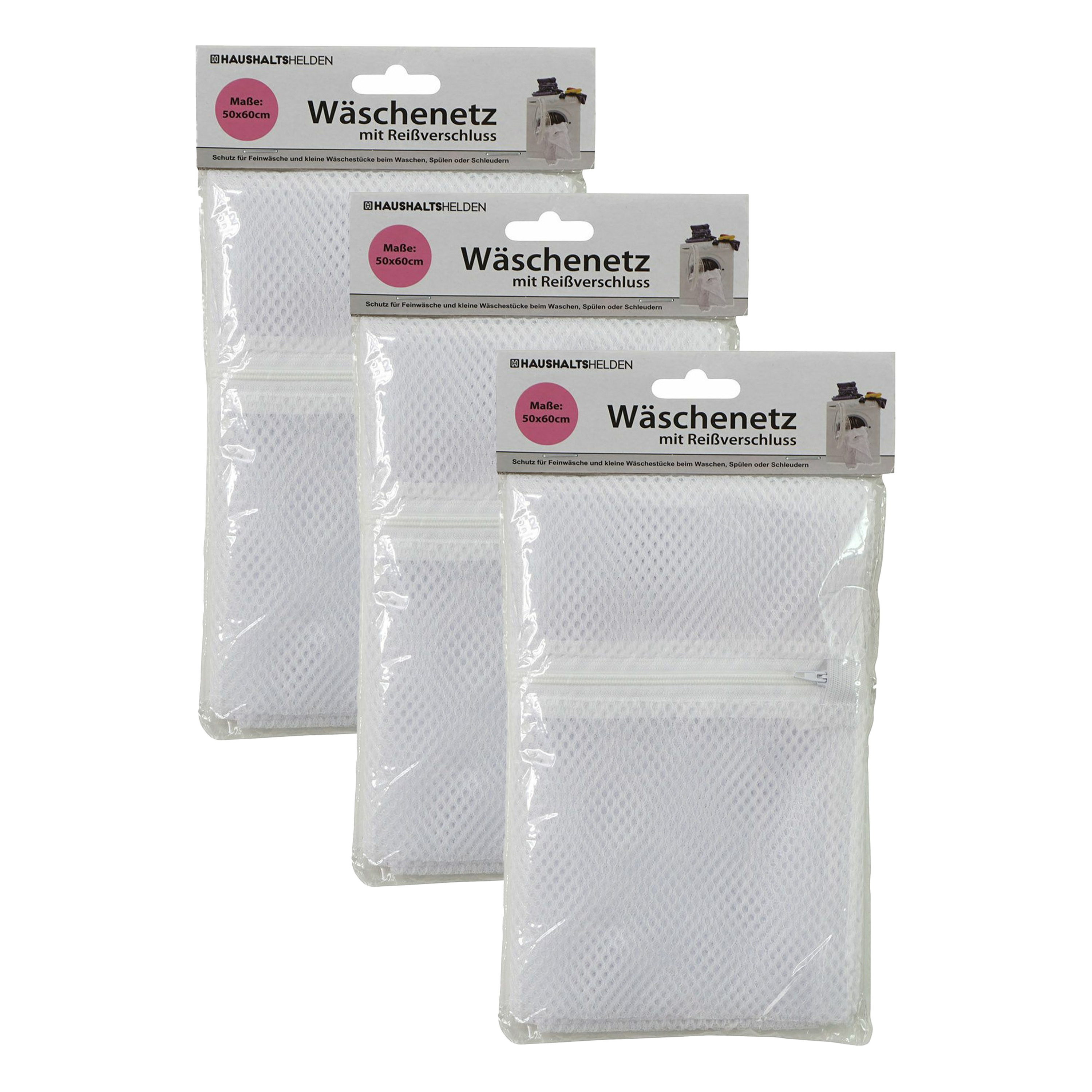 Waszak voor kwetsbare kleding wasgoed/waszak - 3x - wit - large size - 50 x 60 cm -
