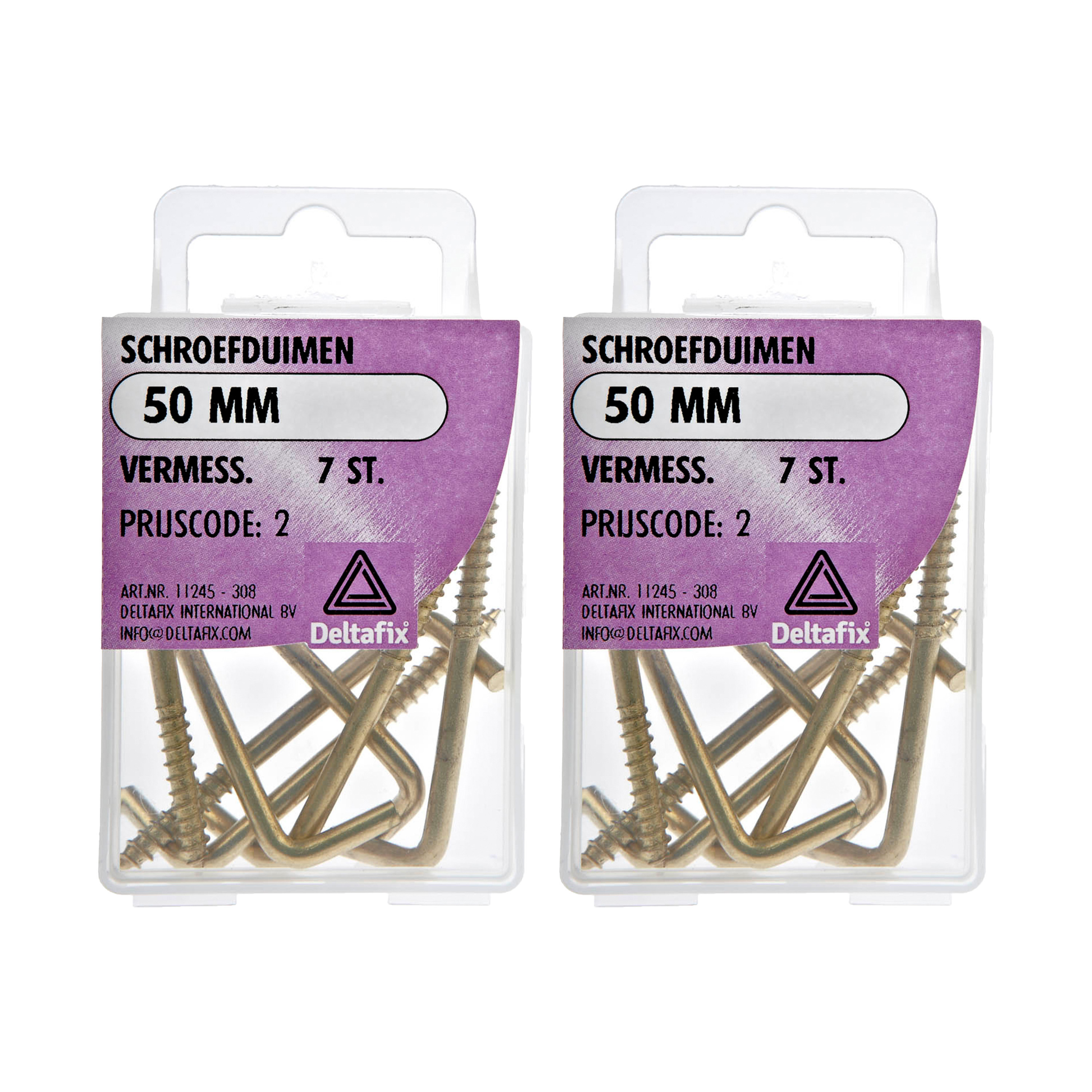 Deltafix Schroefduimen - 14x - vermessingd metaal - 50 mm - ijzerwaren -