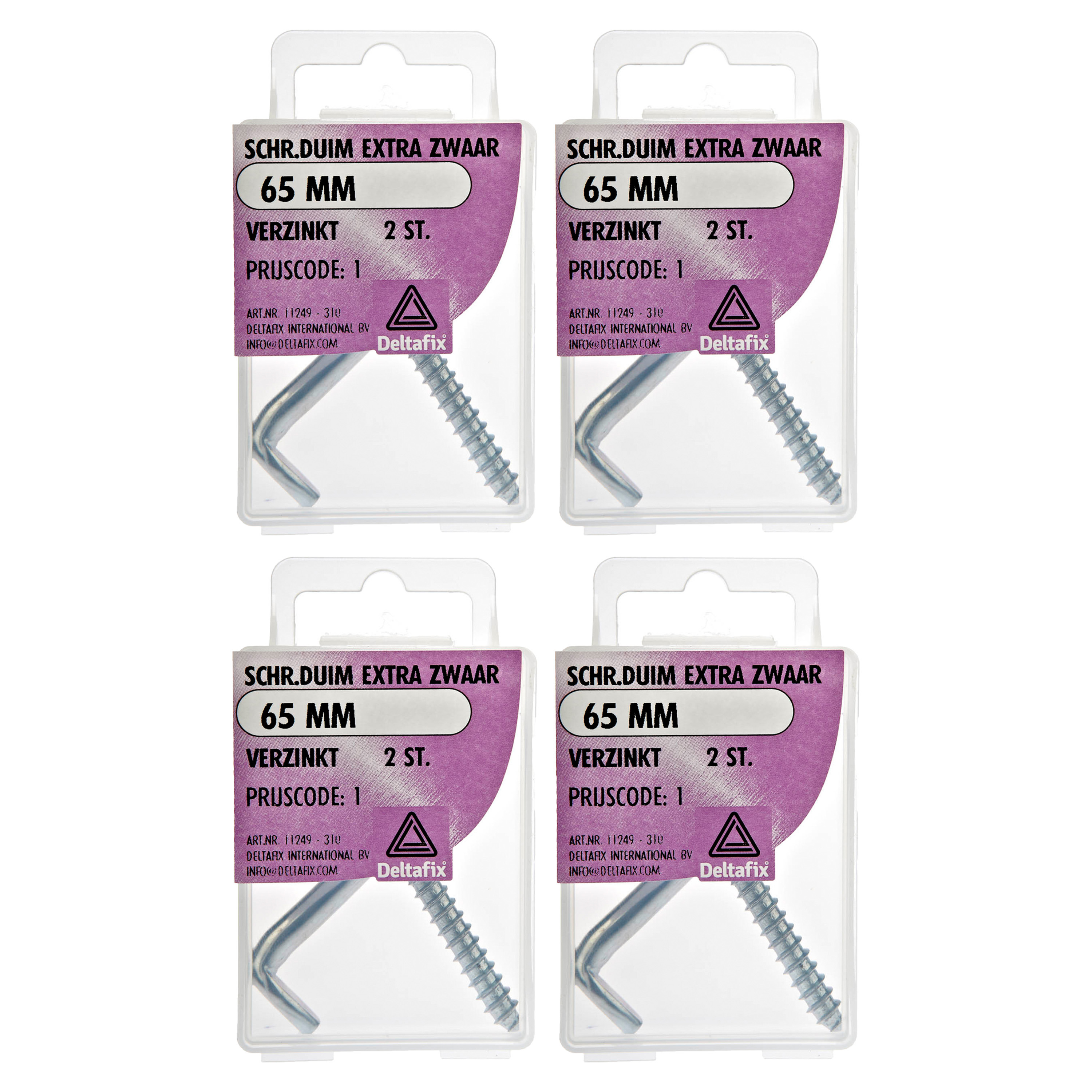 Deltafix Schroefduimen - 8x - verzinkt metaal - 65 mm - ijzerwaren -