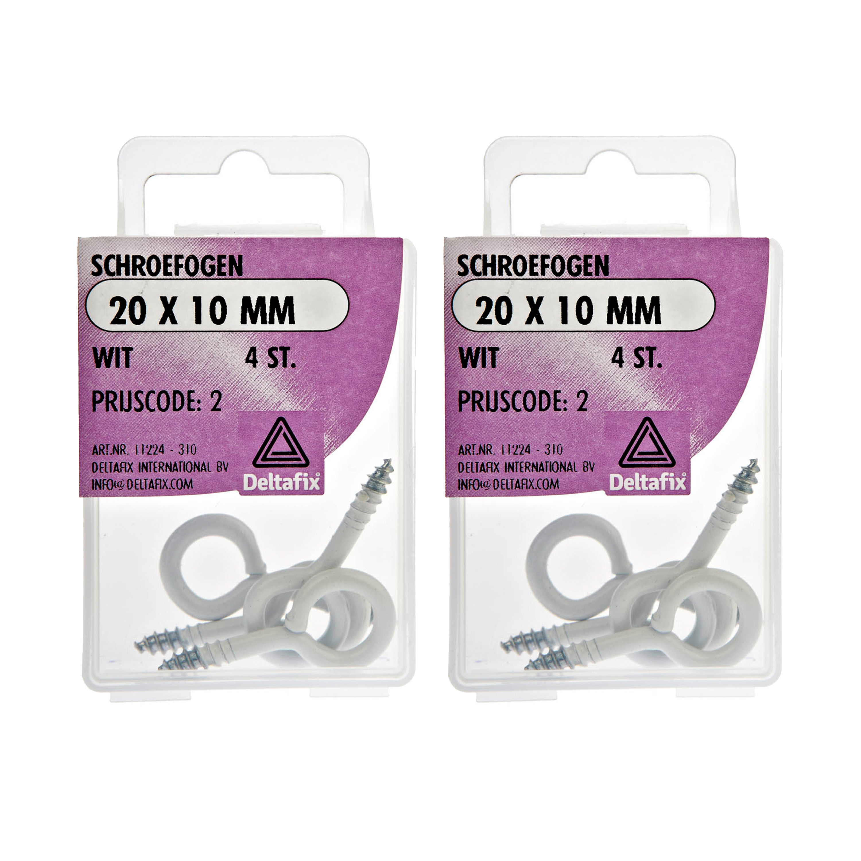 Deltafix Schroefogen - 8x - verzinkt metaal - wit - 20 x 10 mm - ijzerwaren -