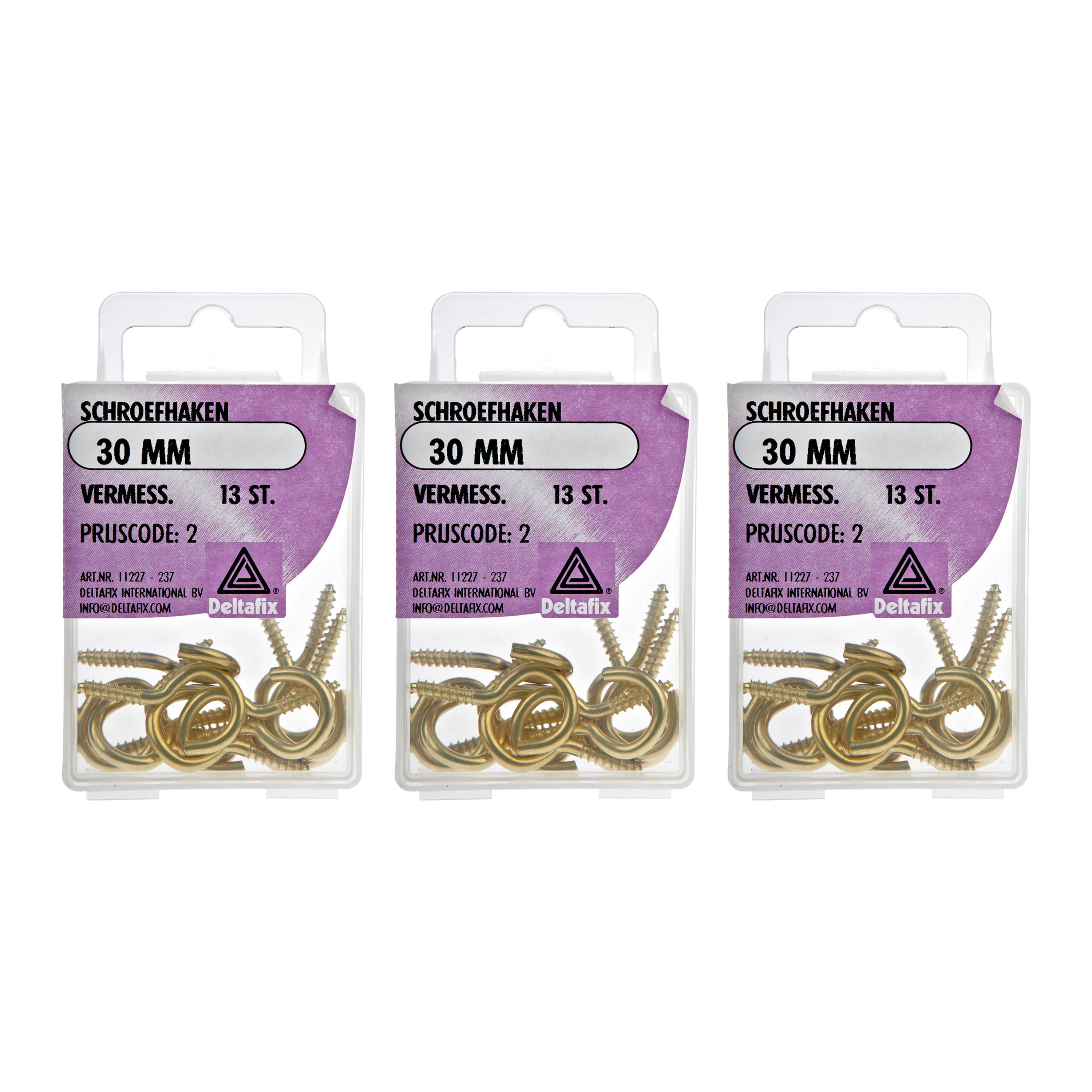Deltafix Schroefhaken - 39x - vermessingd metaal - 30 mm - ijzerwaren -