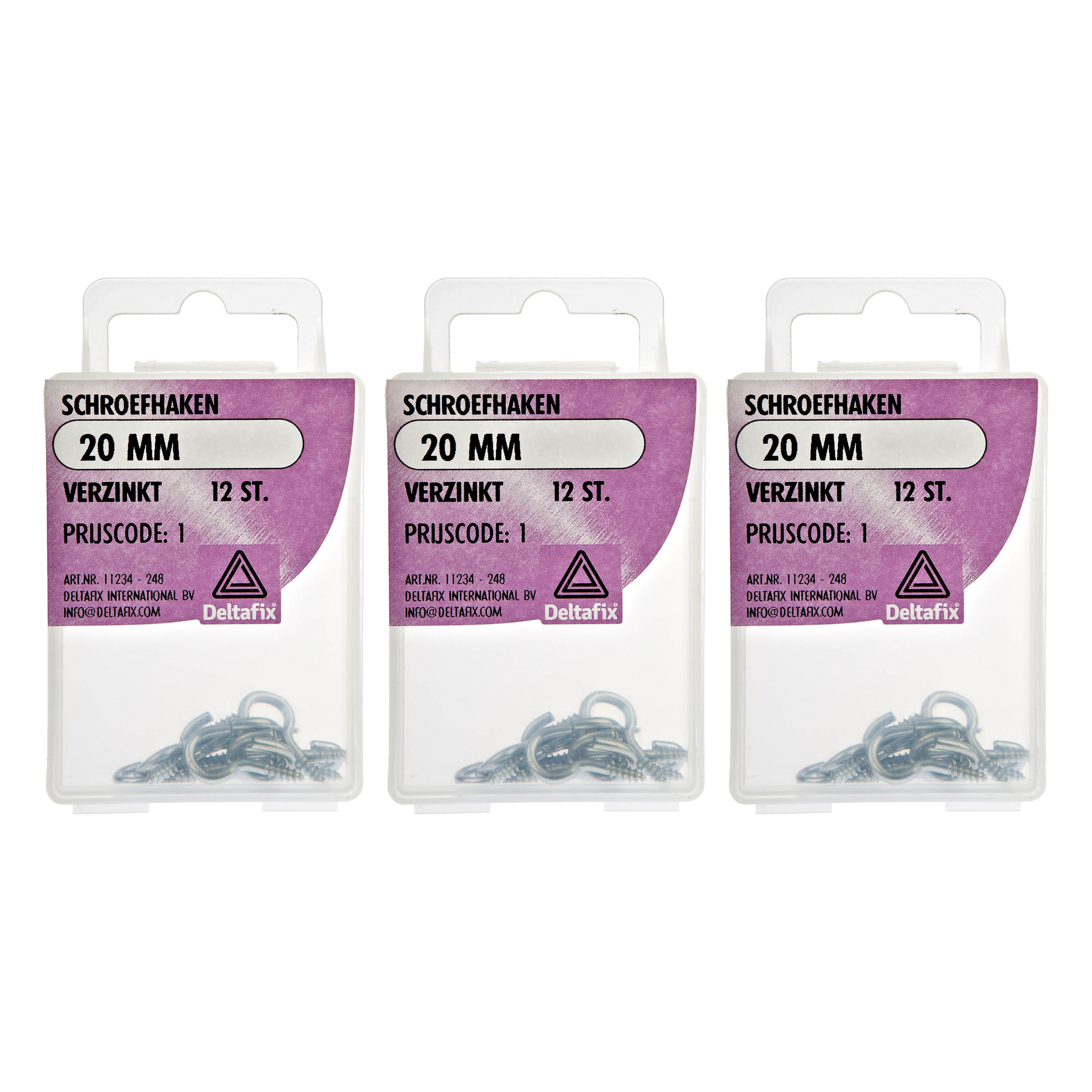 Deltafix Schroefhaken - 36x - verzinkt metaal - 20 mm - ijzerwaren -