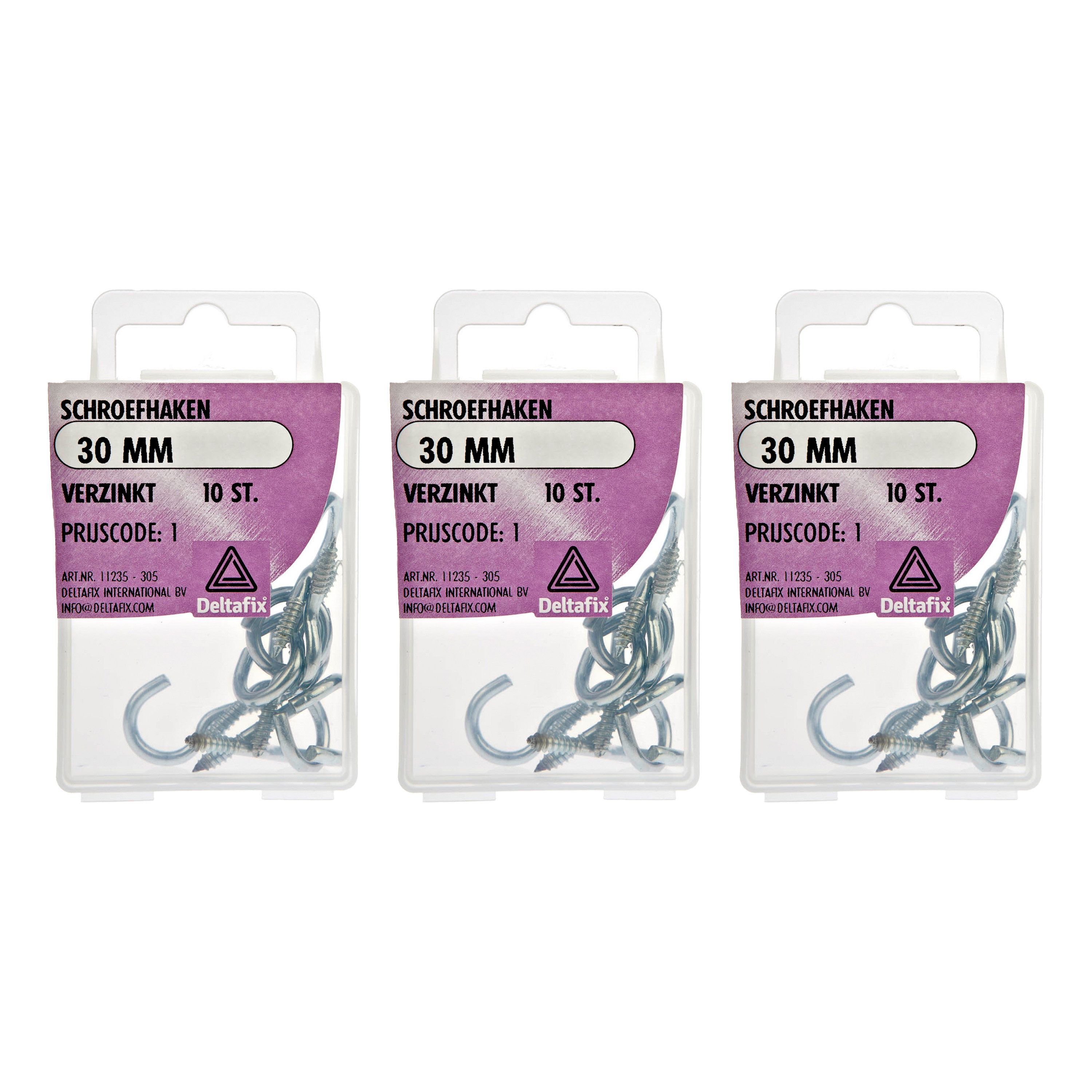 Deltafix Schroefhaken - 30x - verzinkt metaal - 30 mm - ijzerwaren -