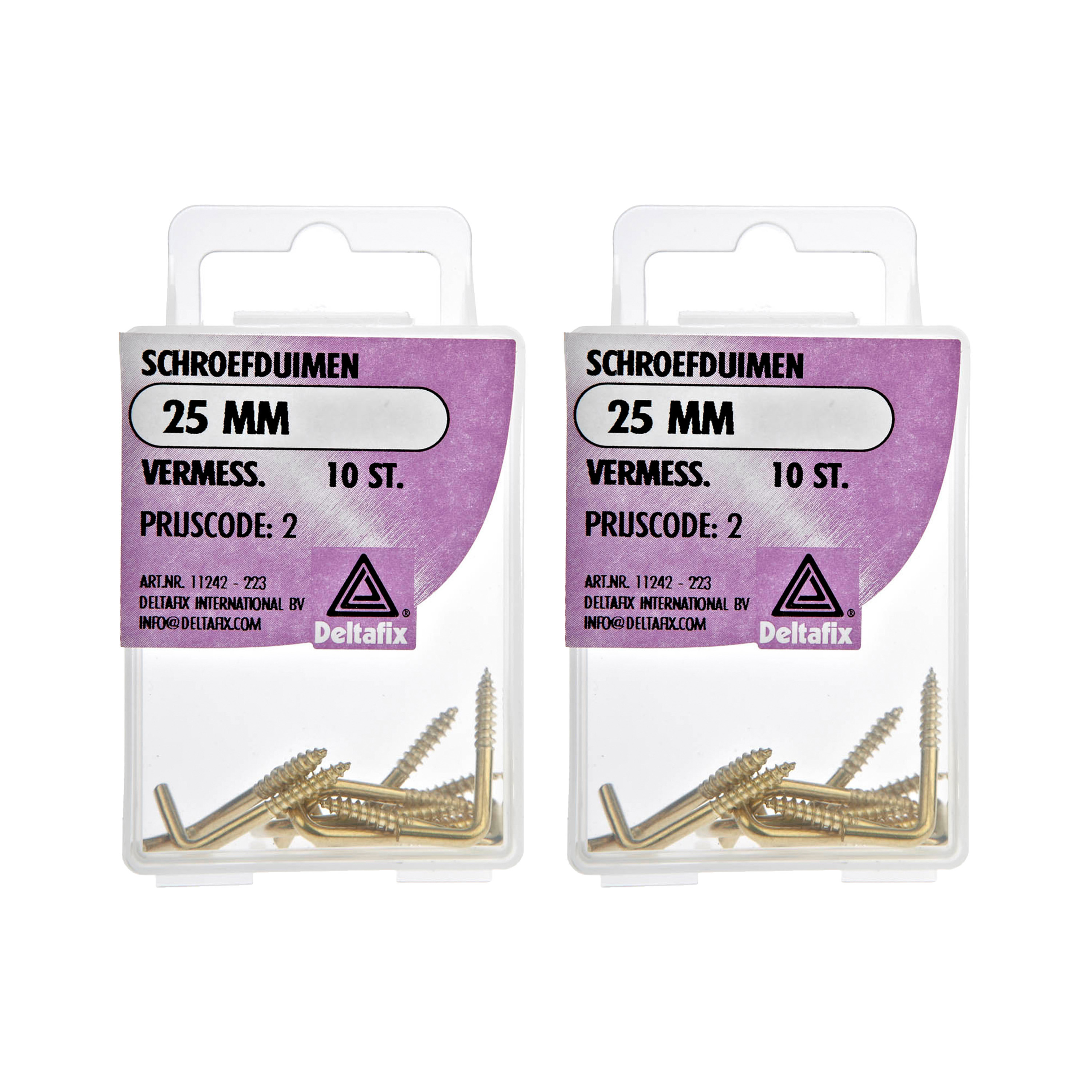 Deltafix Schroefduimen - 20x - vermessingd metaal - 25 mm - ijzerwaren -