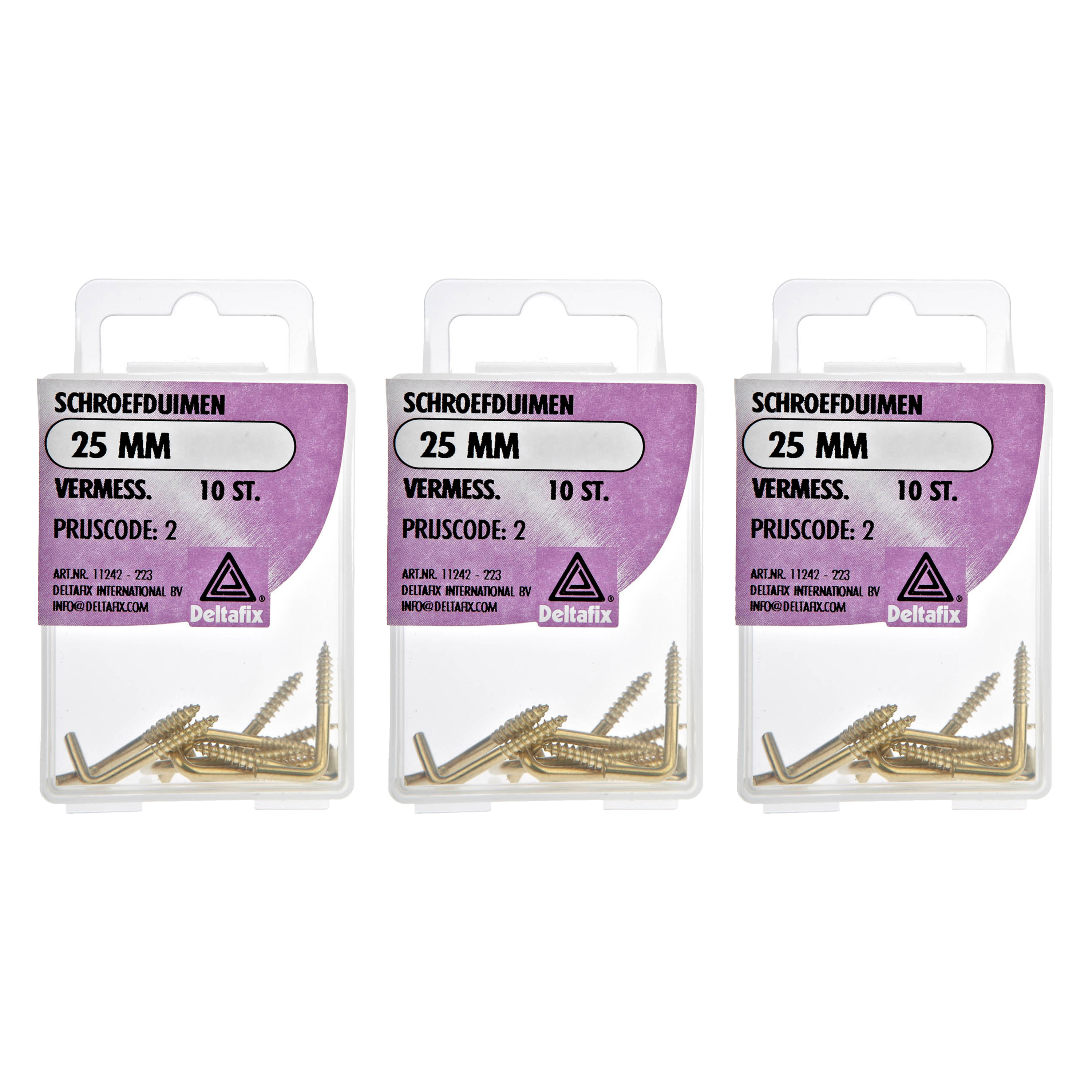 Deltafix Schroefduimen - 30x - vermessingd metaal - 25 mm - ijzerwaren -