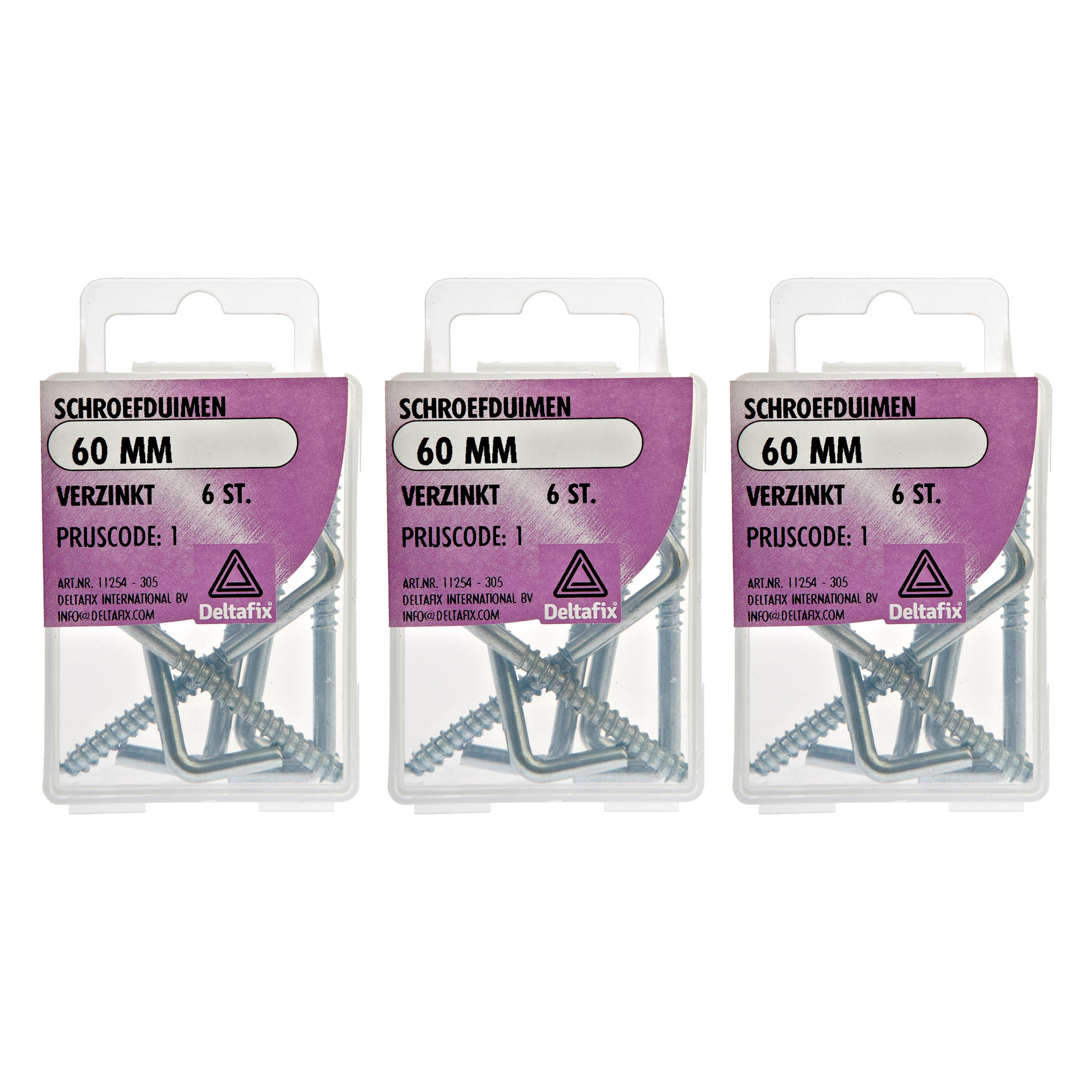 Deltafix Schroefduimen - 18x - verzinkt metaal - 60 mm - ijzerwaren -