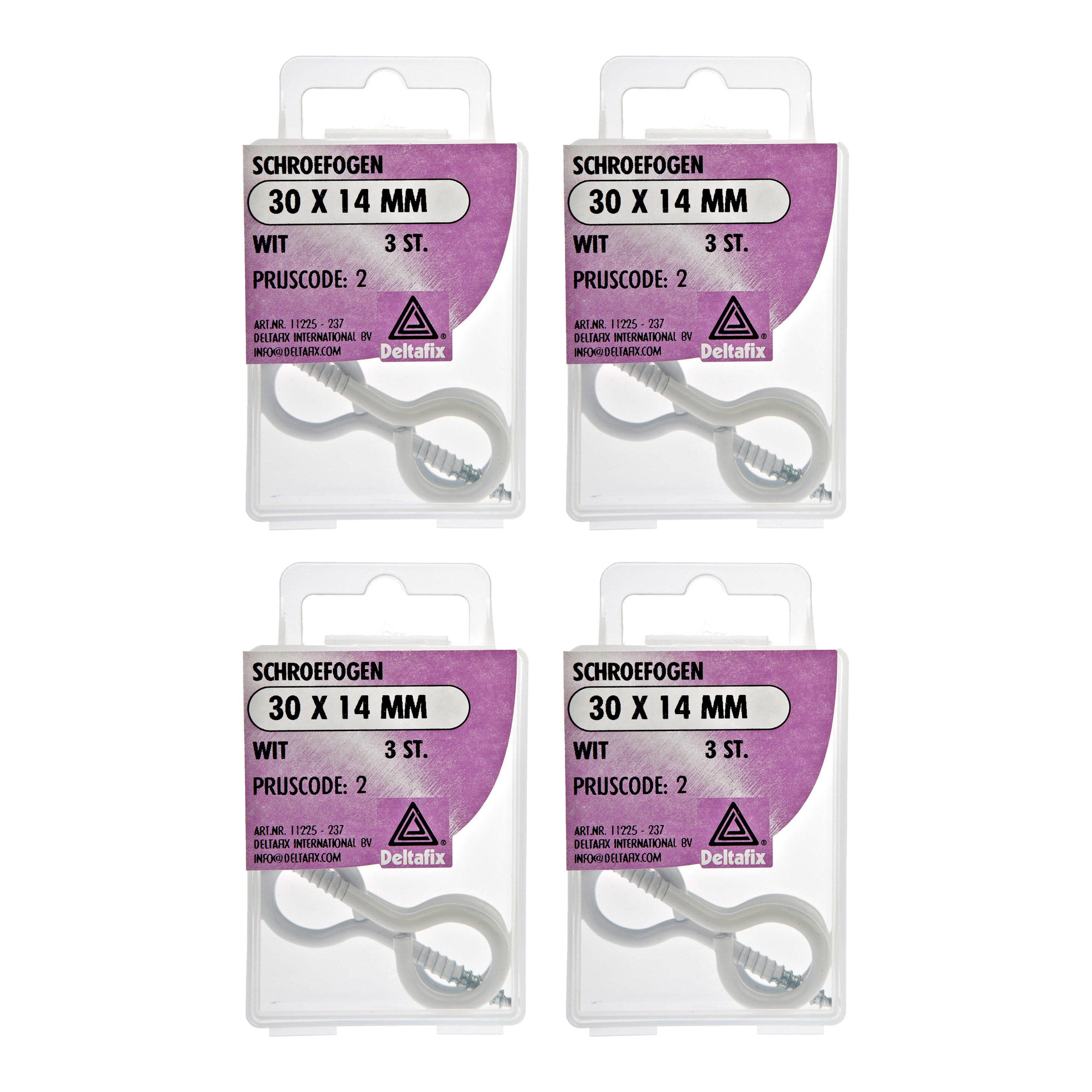 Deltafix Schroefogen - 12x - verzinkt metaal - wit - 30 x 14 mm - ijzerwaren -