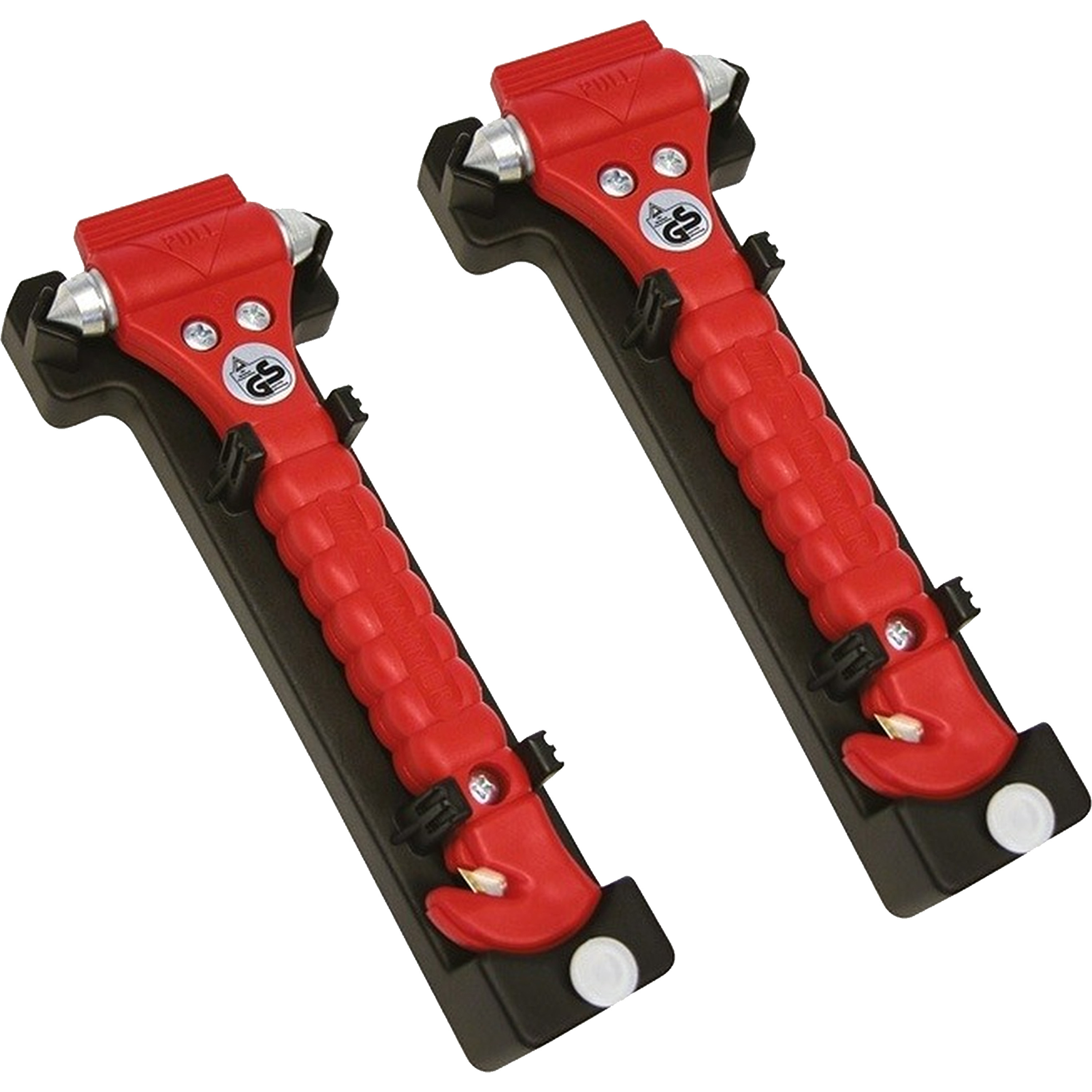 Veiligheidshamer met gordelsnijder - 2x - noodhamer incl. houder -
