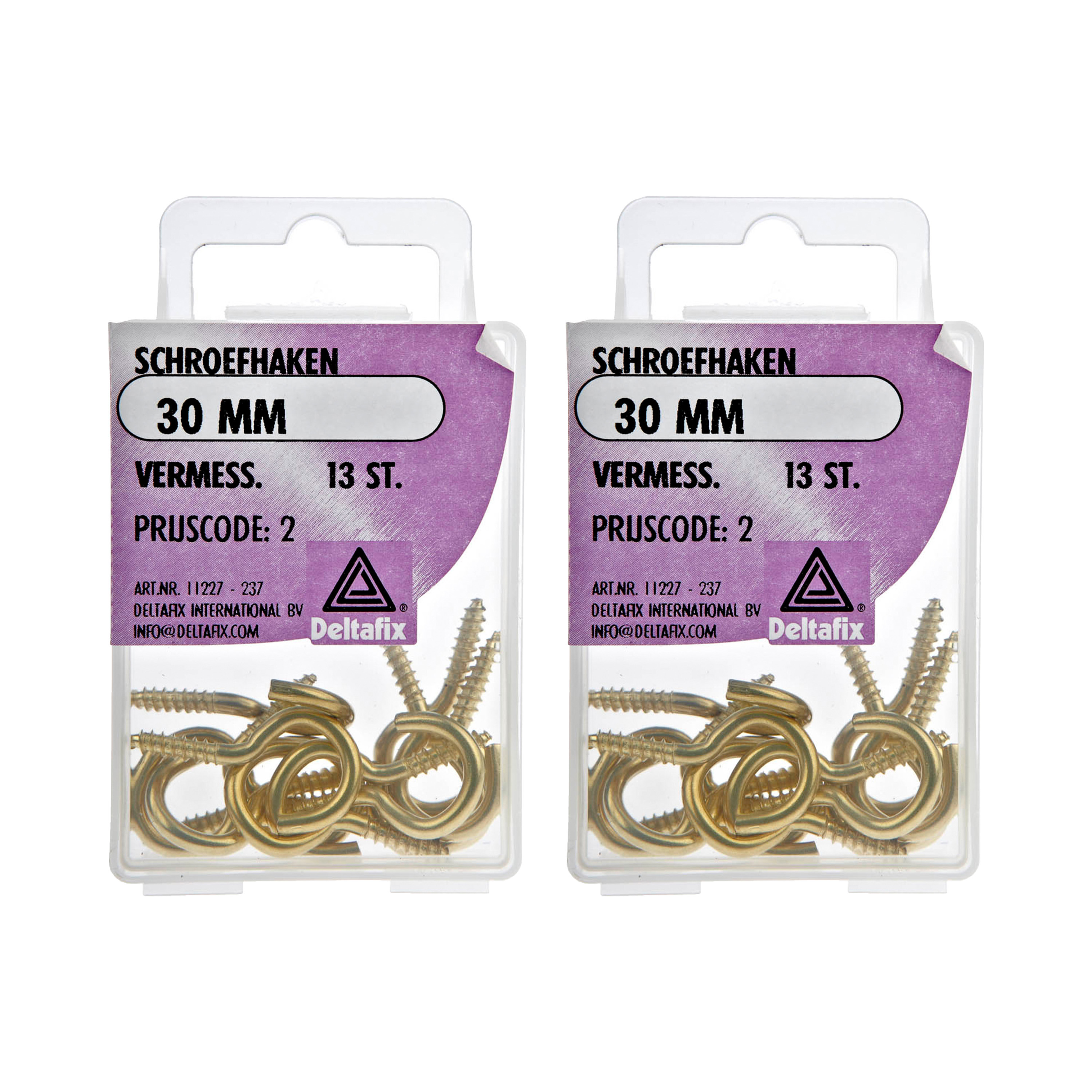 Deltafix Schroefhaken - 26x - vermessingd metaal - 30 mm - ijzerwaren -