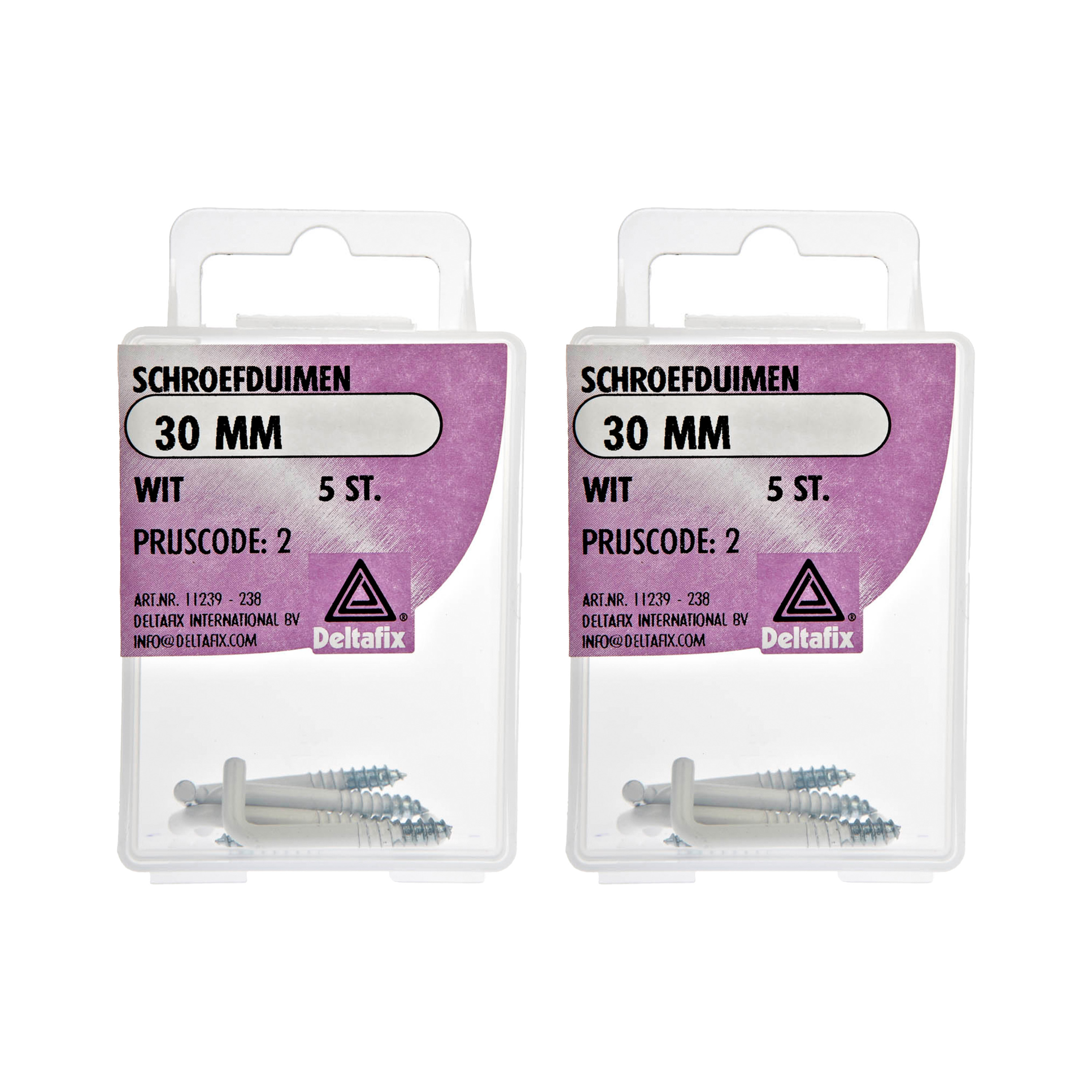 Deltafix Schroefduimen - 10x - gecoat metaal - 30 mm - wit - ijzerwaren -