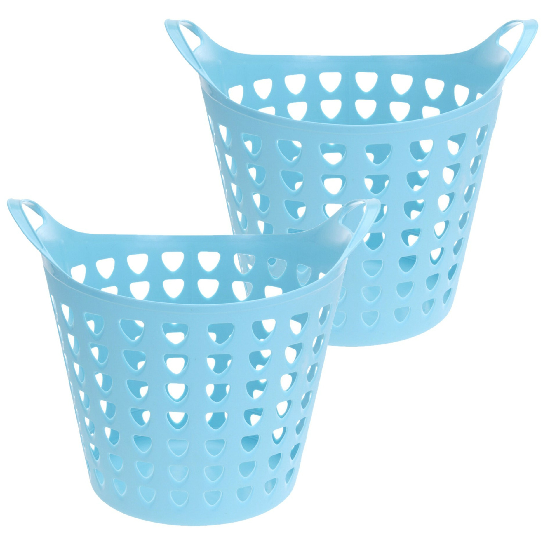 Flexibele wasmand - 2x - blauw - 26 liter - kunststof - 40 x 42 cm -