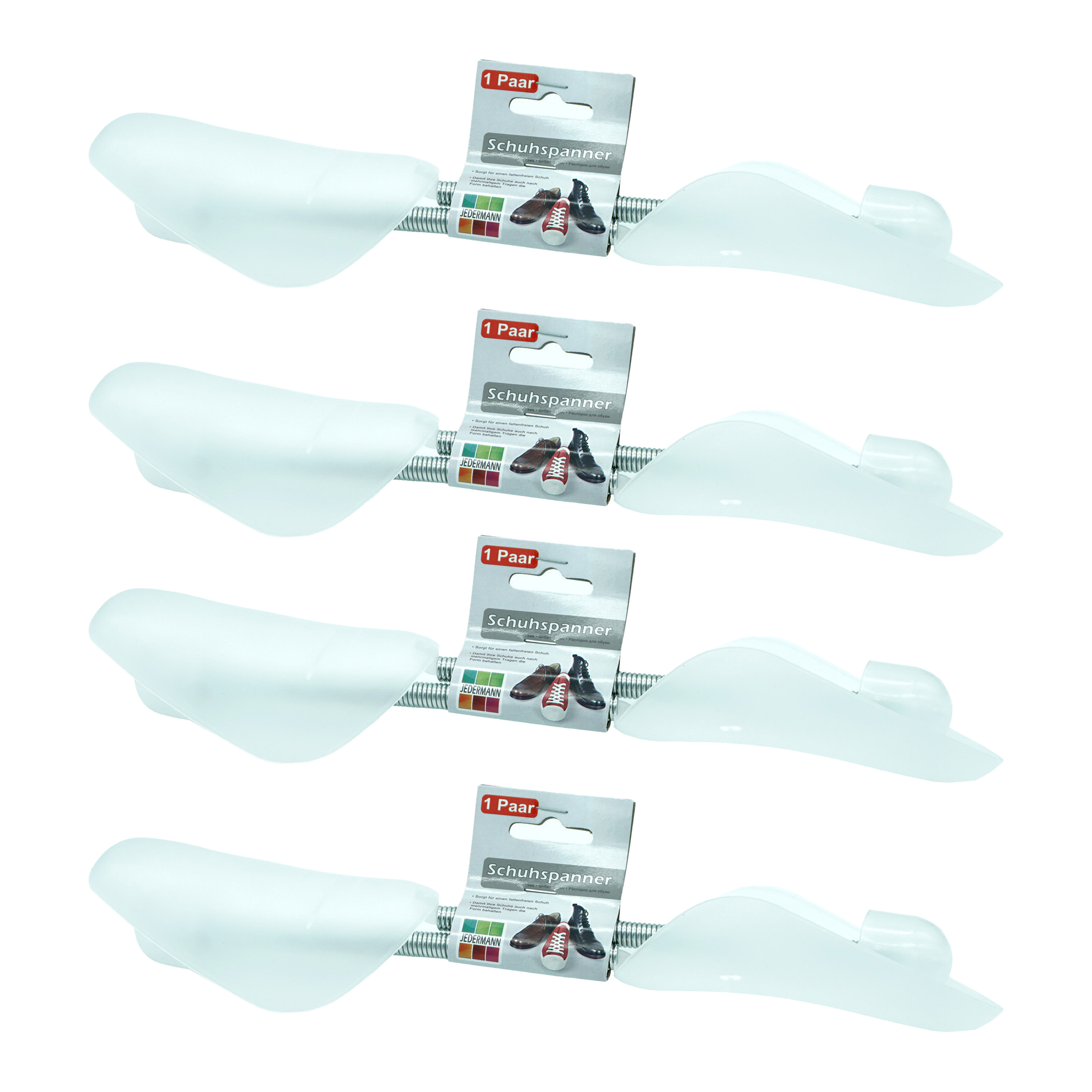 Schoenspanners - 4x paar - dames/heren schoenen - wit - kunststof - maat 37 t/m 45 37/45 -