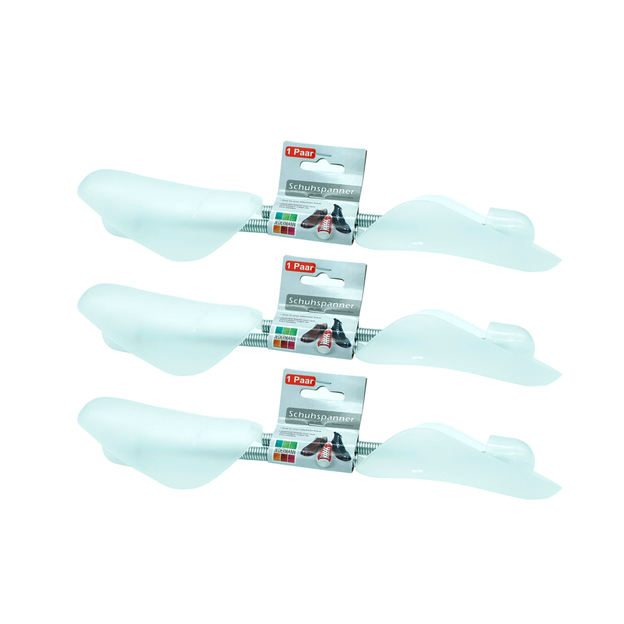 Schoenspanners - 3x paar - dames/heren schoenen - wit - kunststof - maat 37 t/m 45 37/45 -