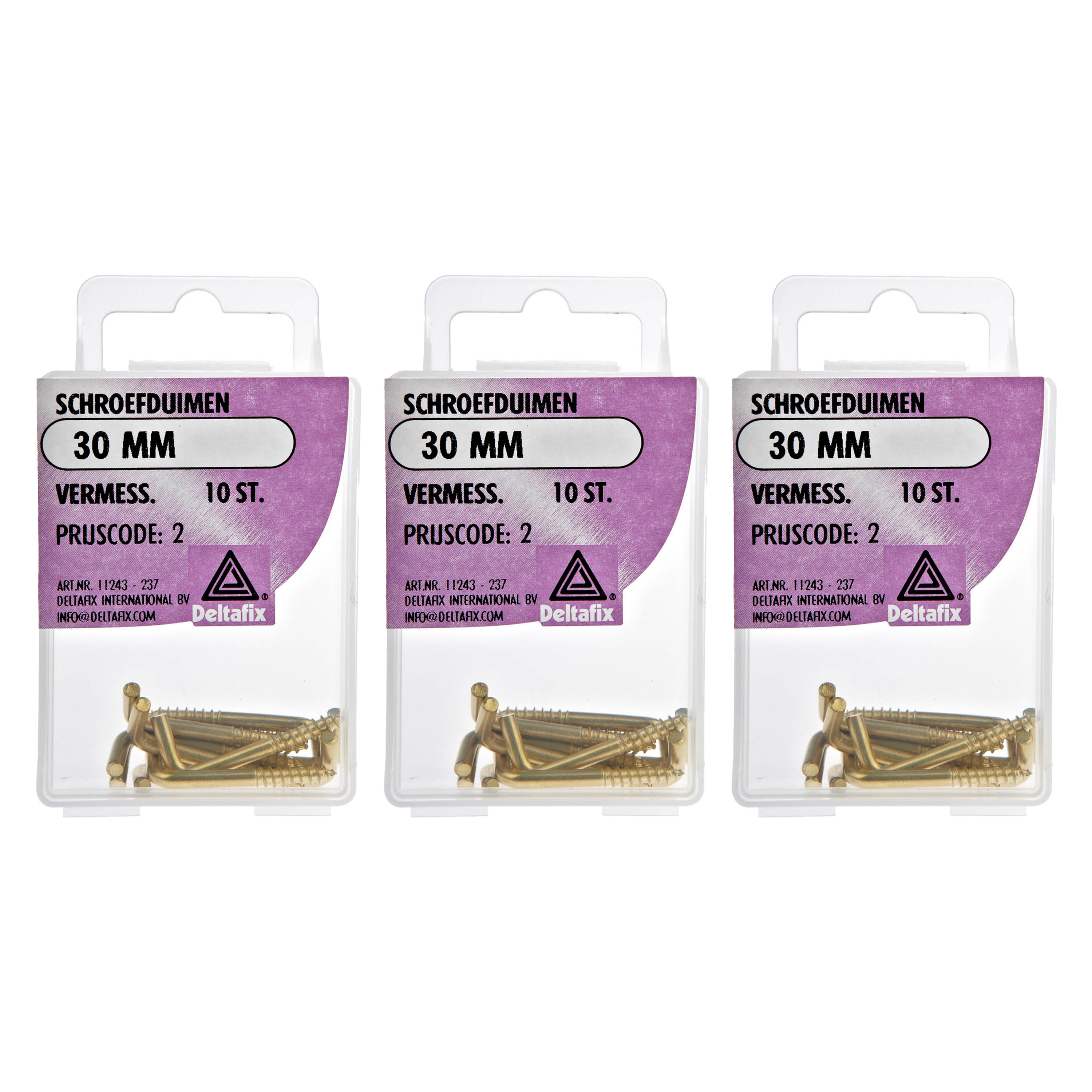 Deltafix Schroefduimen - 30x - vermessingd metaal - 30 mm - ijzerwaren -