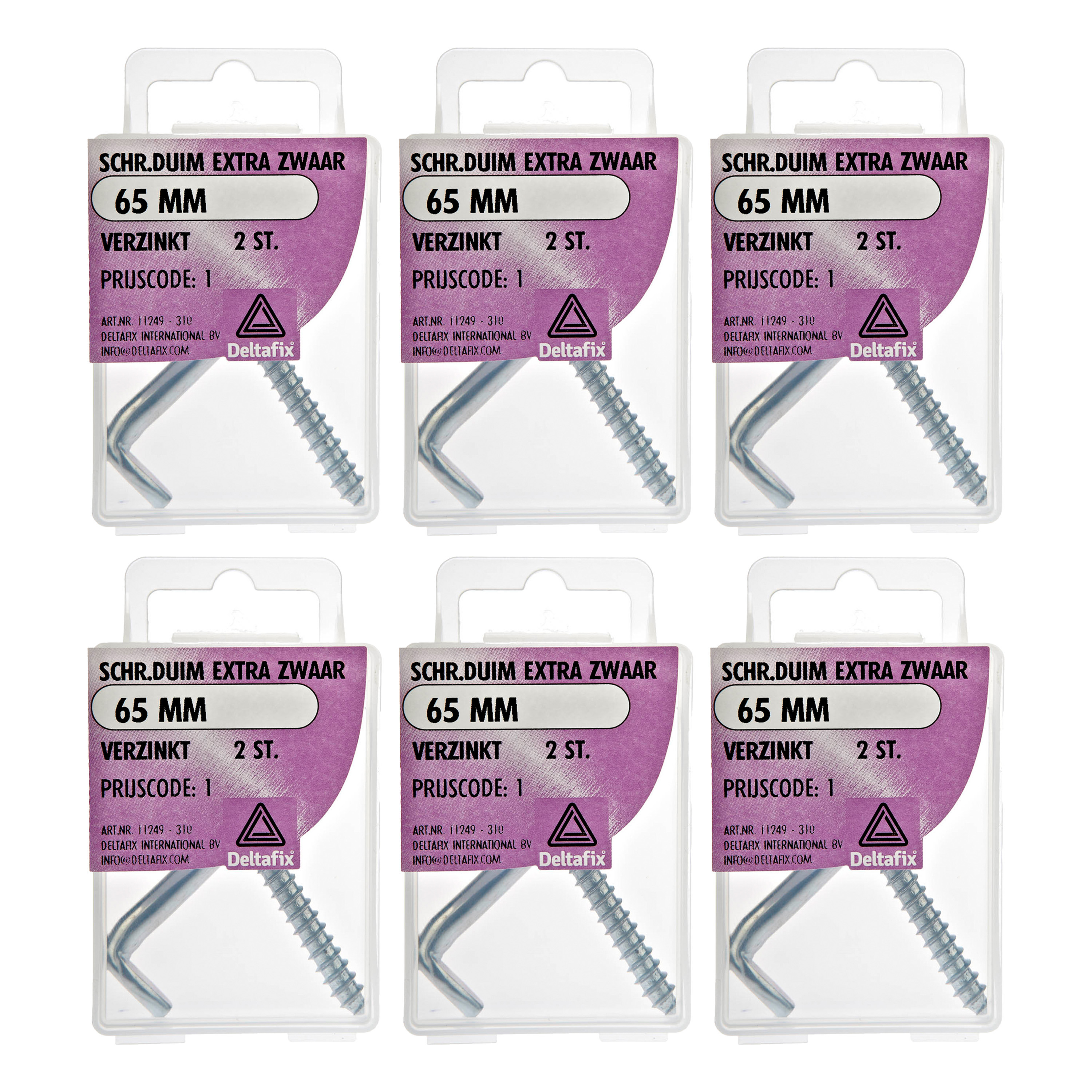 Deltafix Schroefduimen - 12x - verzinkt metaal - 65 mm - ijzerwaren -