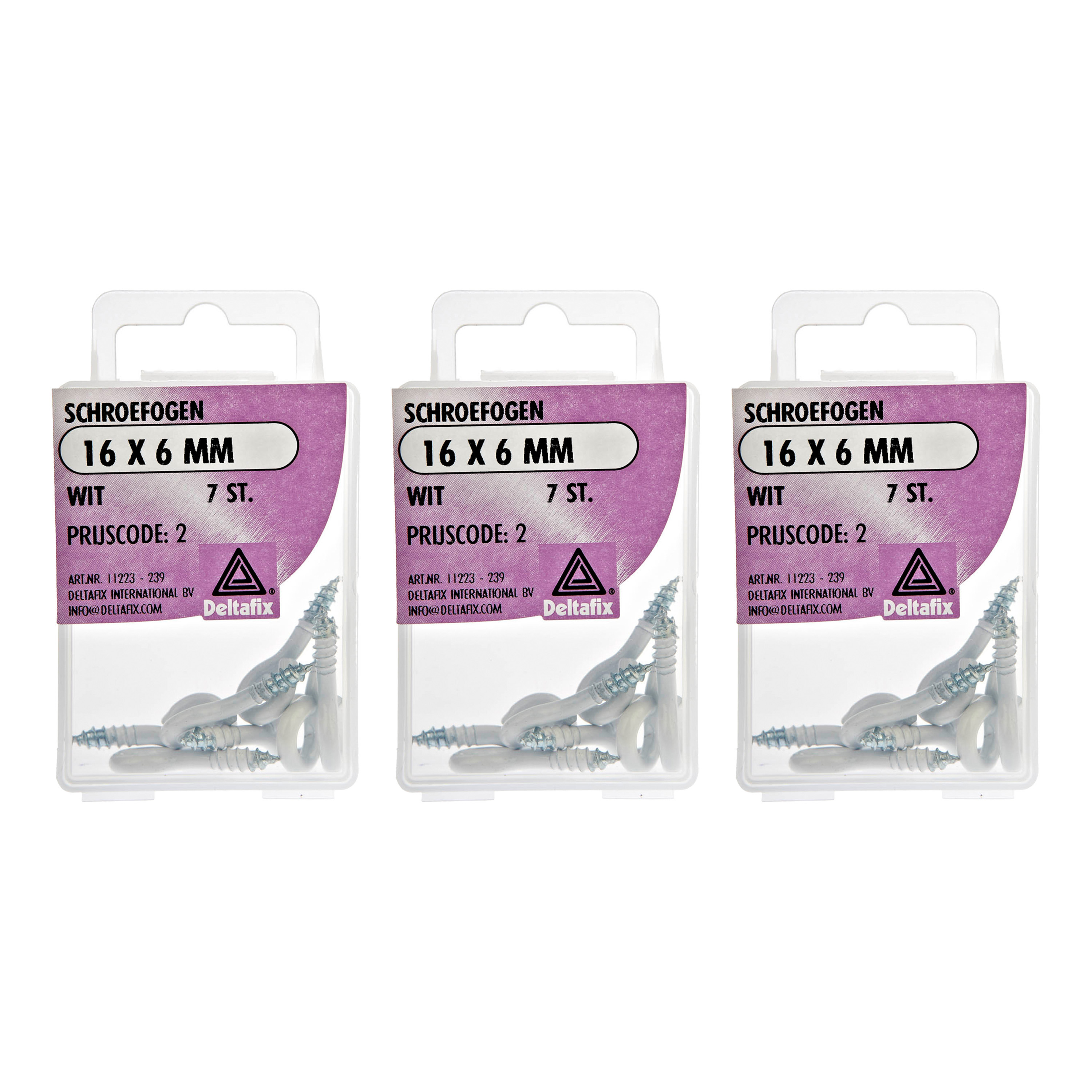 Deltafix Schroefogen - 21x - verzinkt metaal - wit - 16 x 6 mm - ijzerwaren -