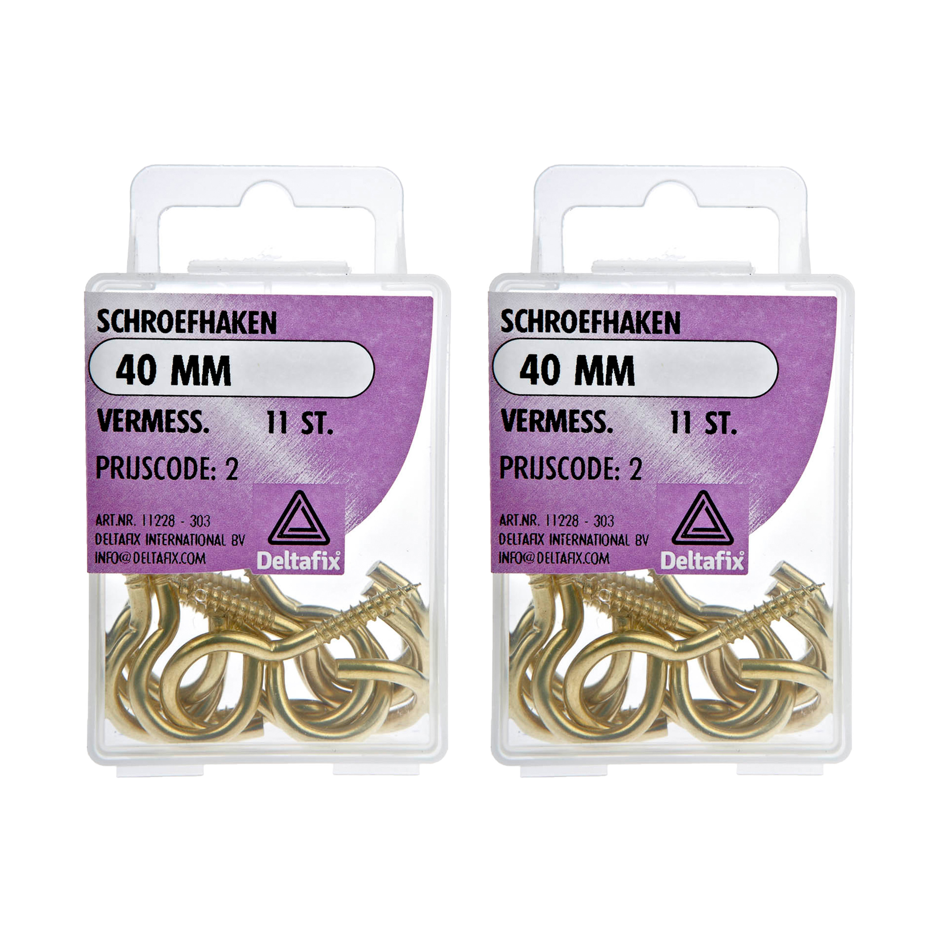 Deltafix Schroefhaken - 22x - vermessingd metaal - 40 mm - ijzerwaren -