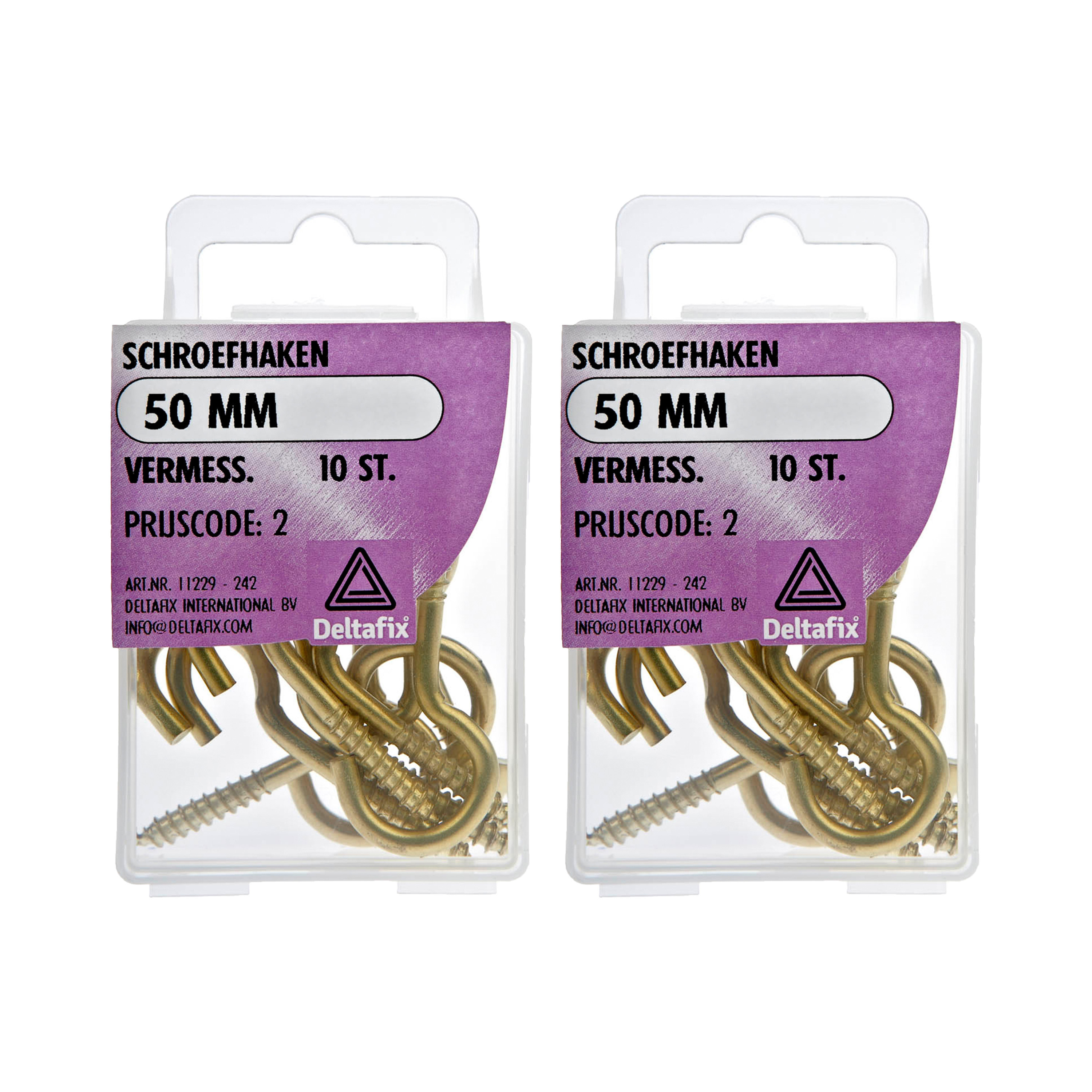 Deltafix Schroefhaken - 20x - vermessingd metaal - 50 mm - ijzerwaren -