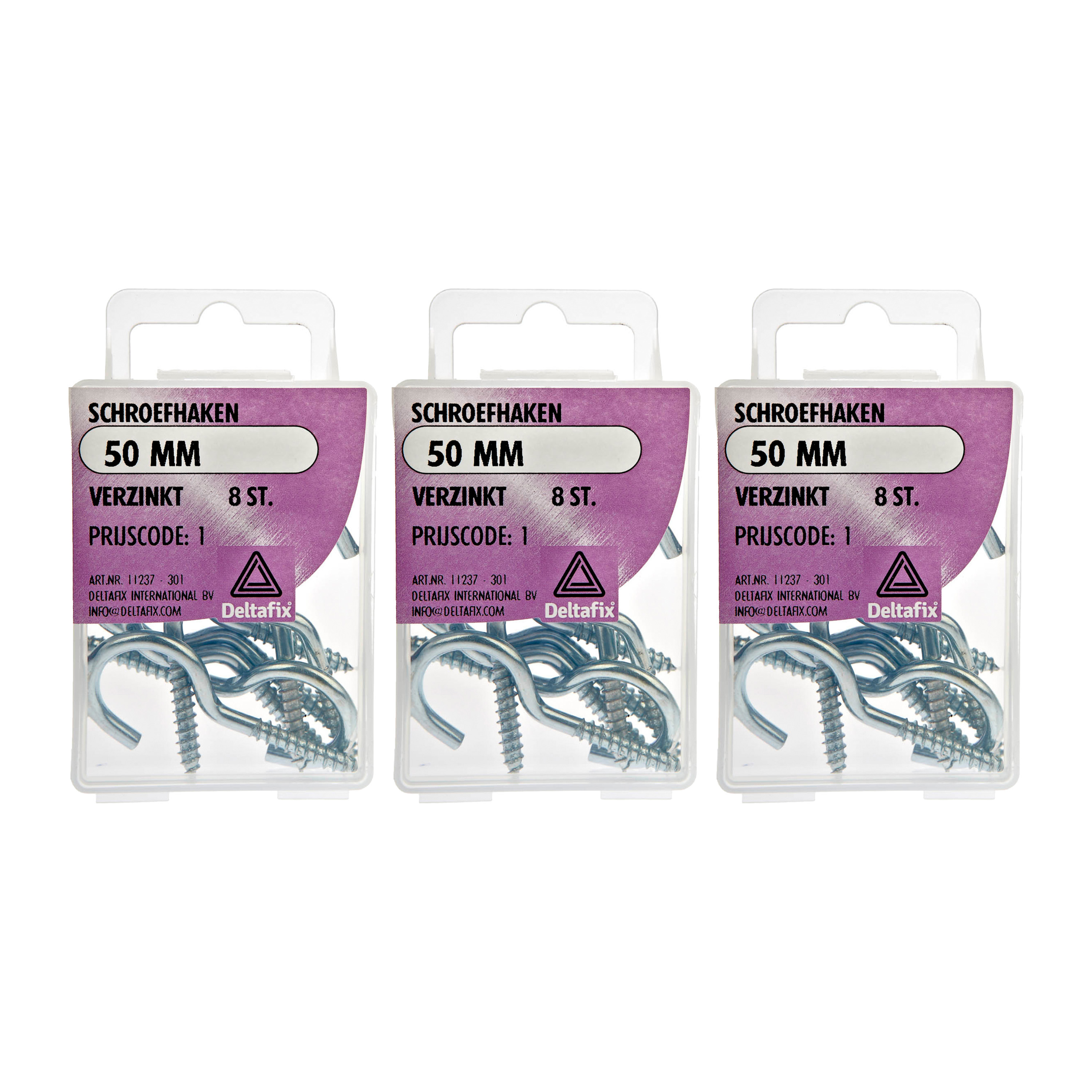 Deltafix Schroefhaken - 24x - verzinkt metaal - 50 mm - ijzerwaren -